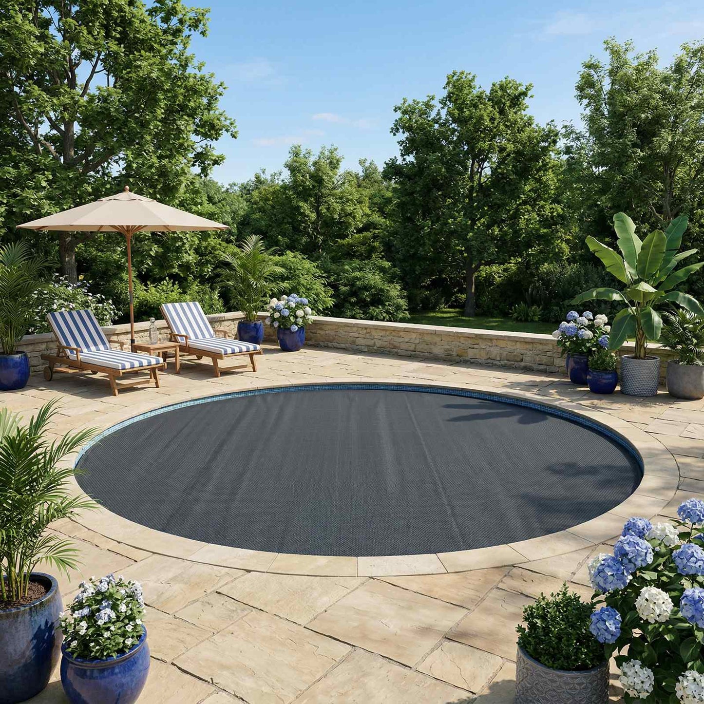 Solar Pool Cover Heavy Quality Svart Ø 381 cm 200 μm PE