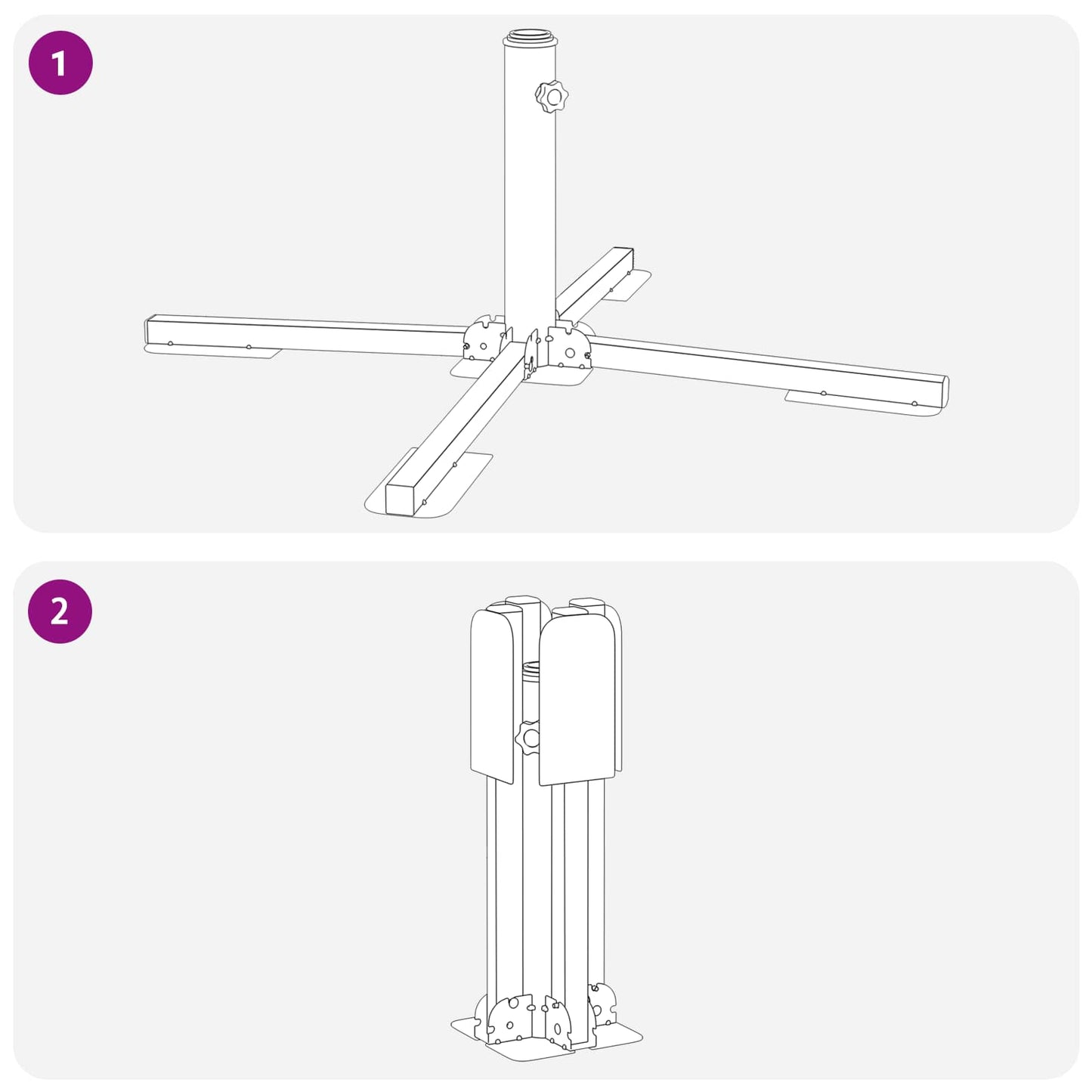 Parasol Stativ Hvit Stål
