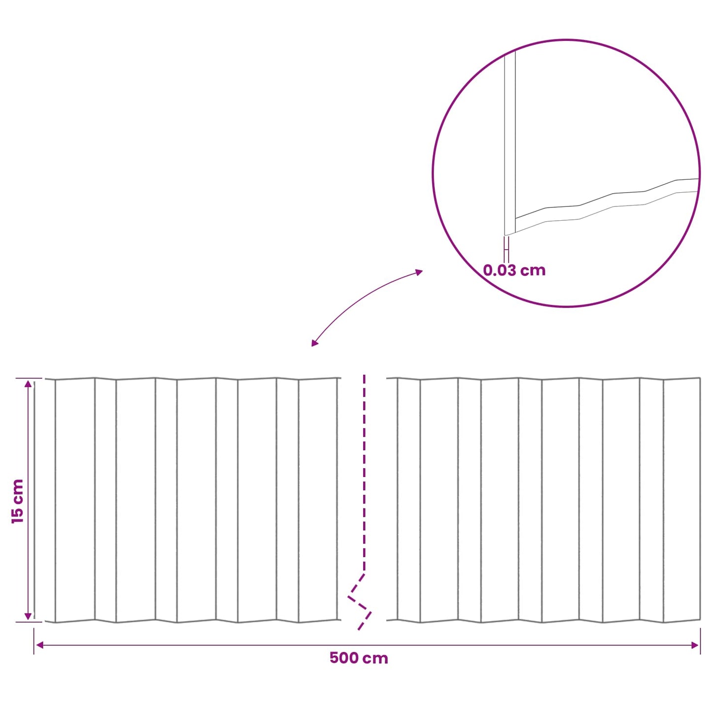 Gjerdekant 5 m x 15 cm Galvanisert stål Sølv