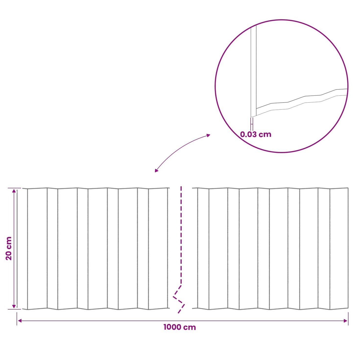 Gjerdekant 10 m x 20 cm Galvanisert stål Sølv
