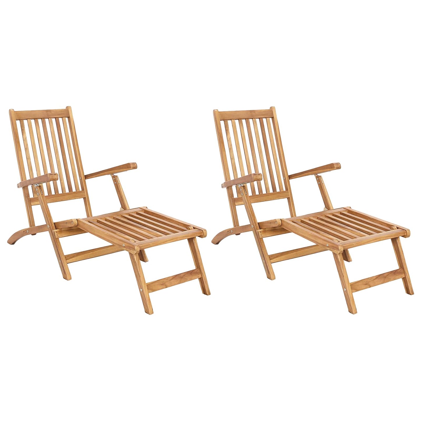 Folding Deck Stol 2 pcs Naturlig Massivt Teaktre