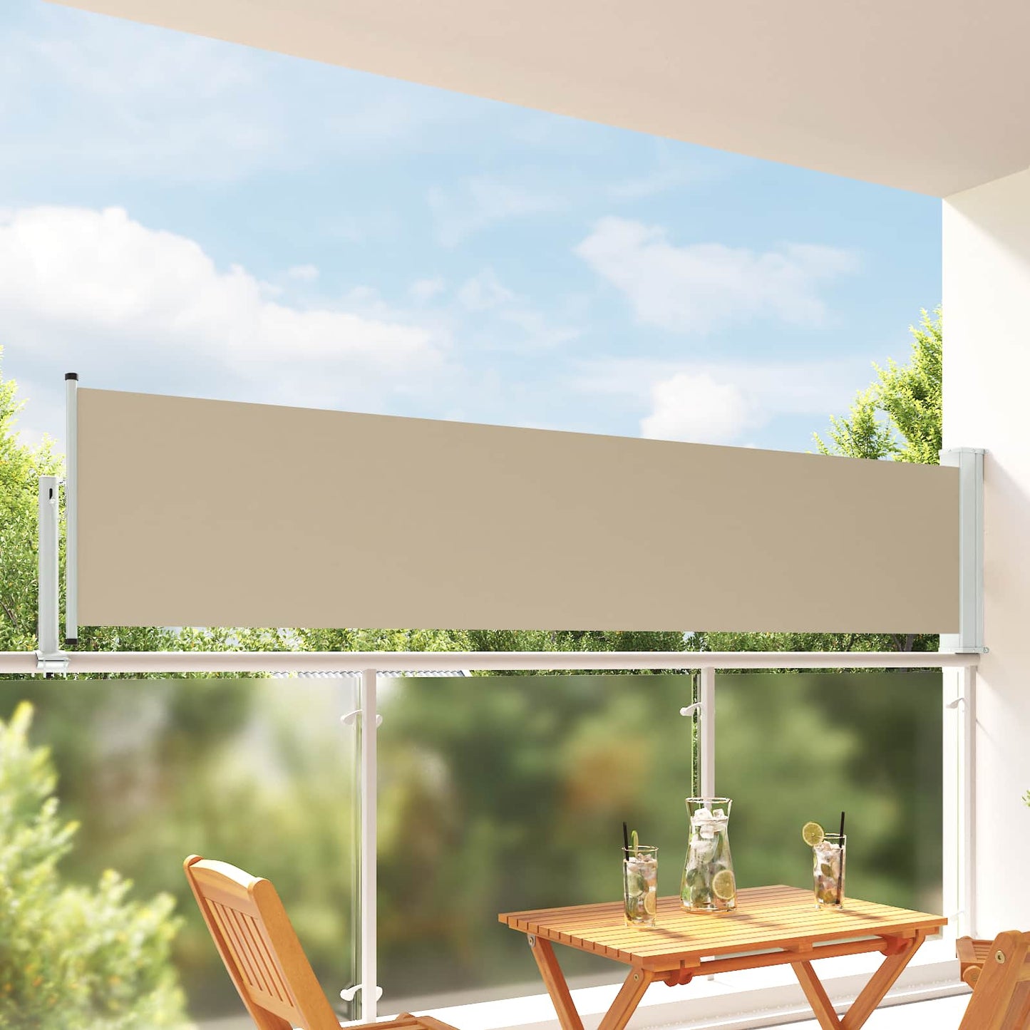 Side Markise 100 x 300 cm 100% polyester jern stål Rektangulær