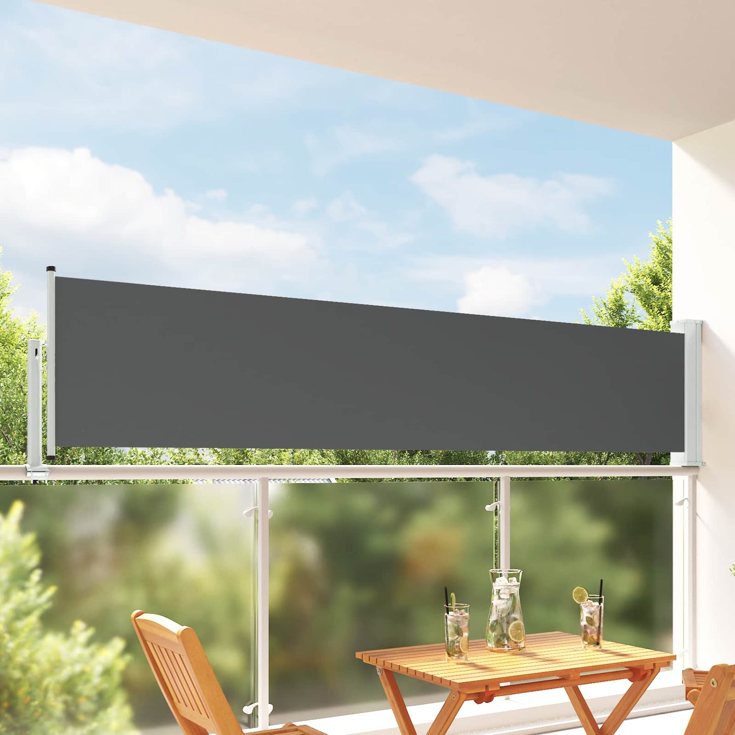 Side Markise 100 x 300 cm 100% polyester jern stål Rektangulær