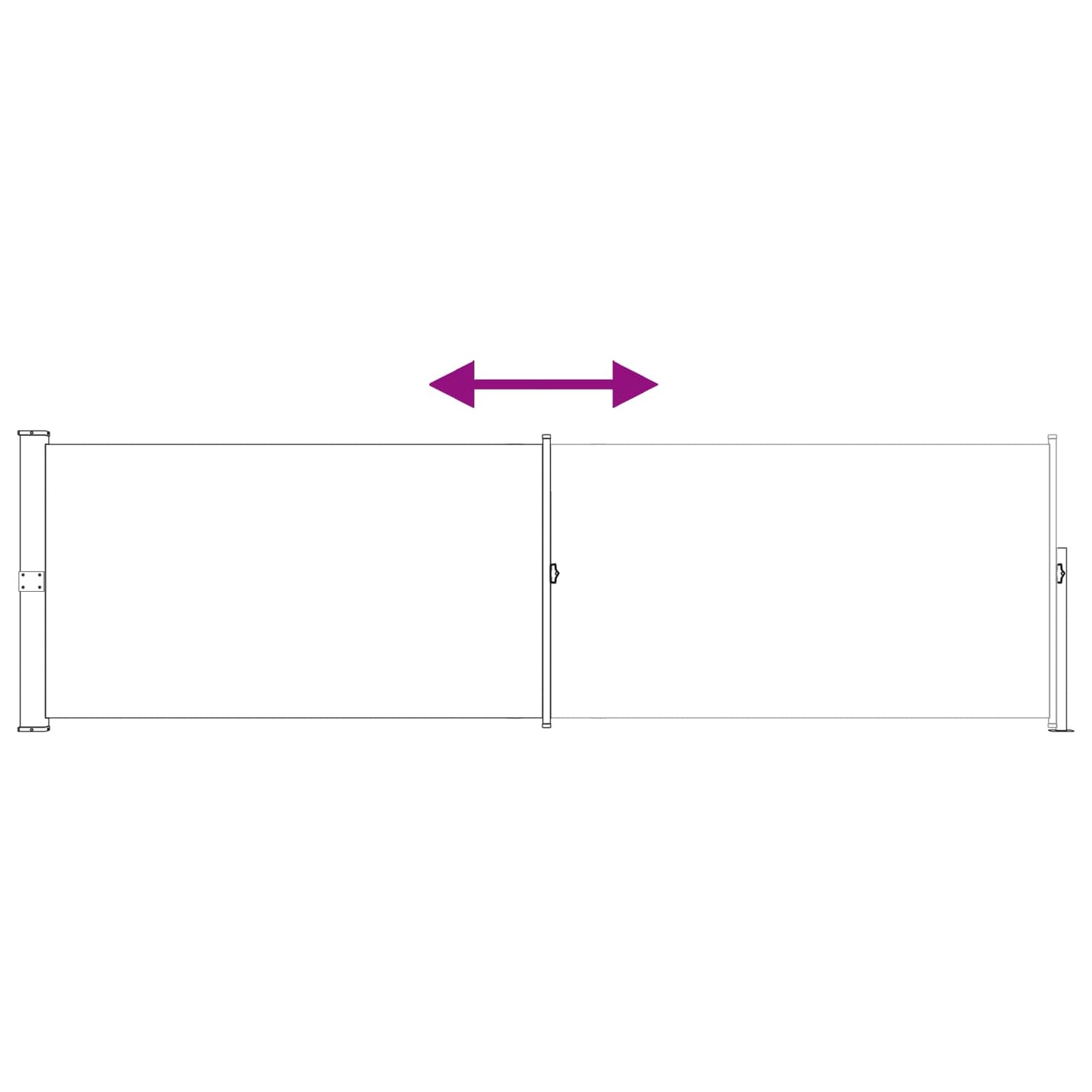 Utklappbart side markise 117 x 500 cm Polyester Rektangulær