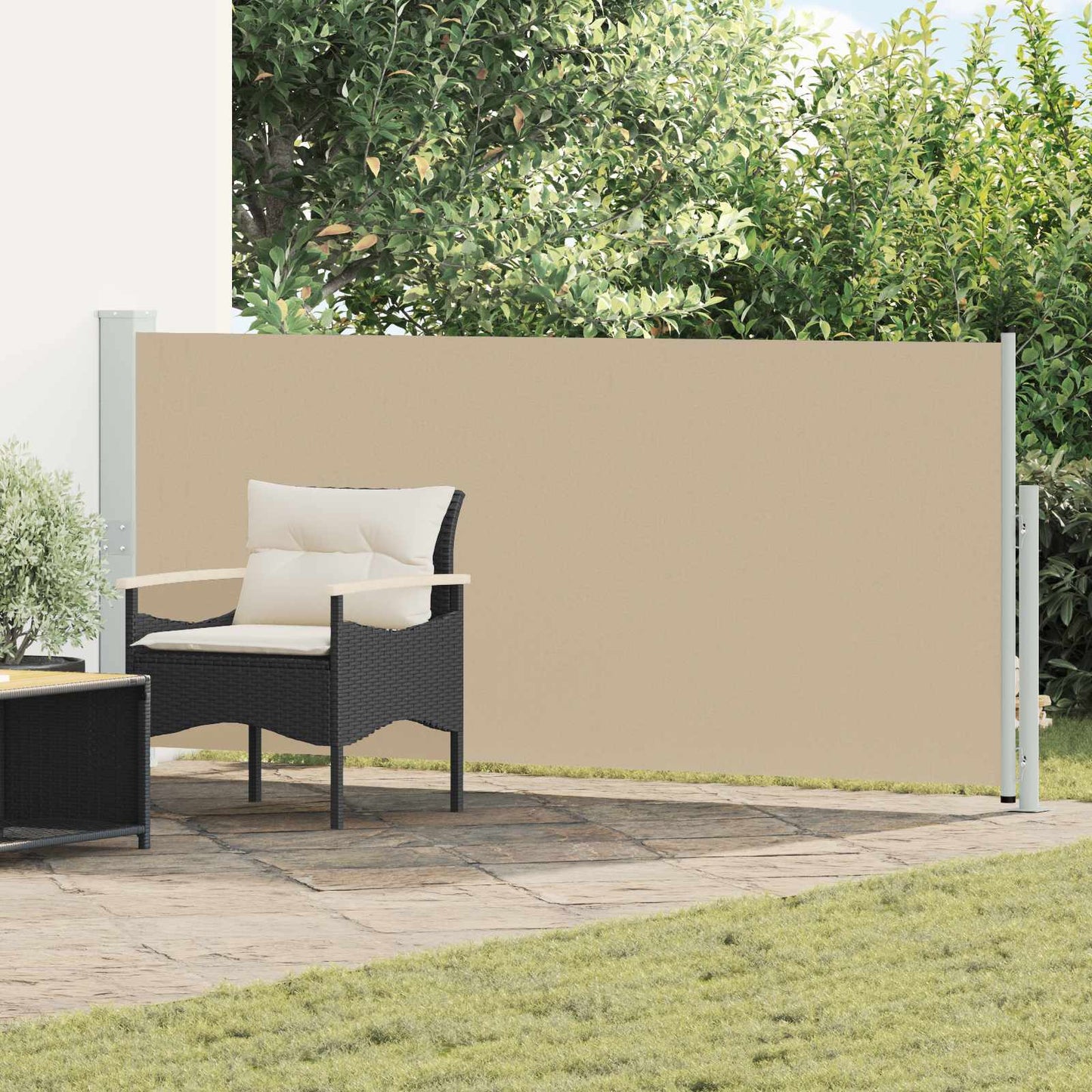 Utklappbart side markise Beige 500 x 160 cm Polyester