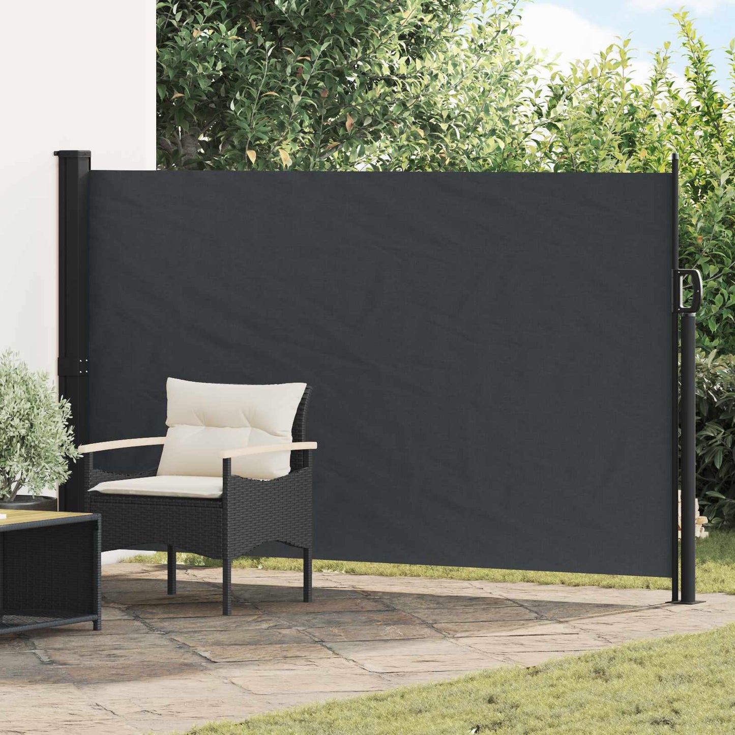 Utklappbart side markise Svart 300 x 170 cm Polyester