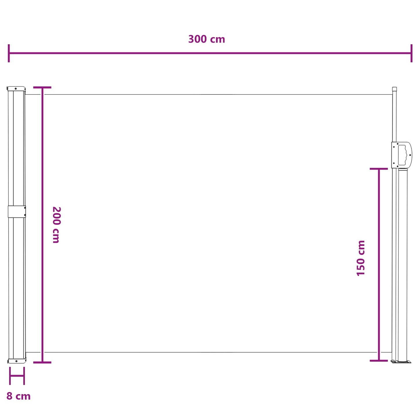 Utklappbart side markise sand 300 x 200 cm Polyester