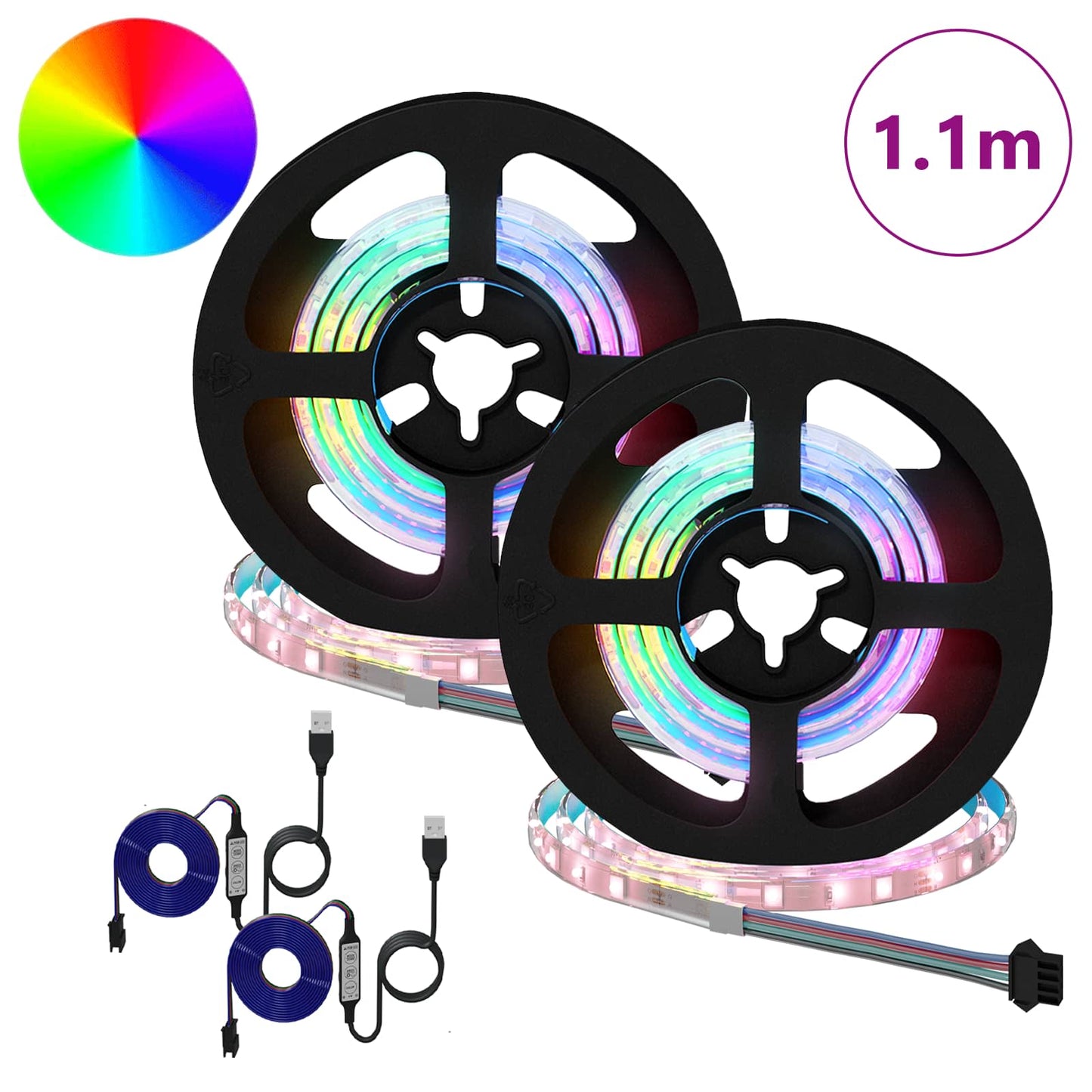LED Stripe 2 pcs Svart og gjennomsiktig 550 mm Kobber og plast