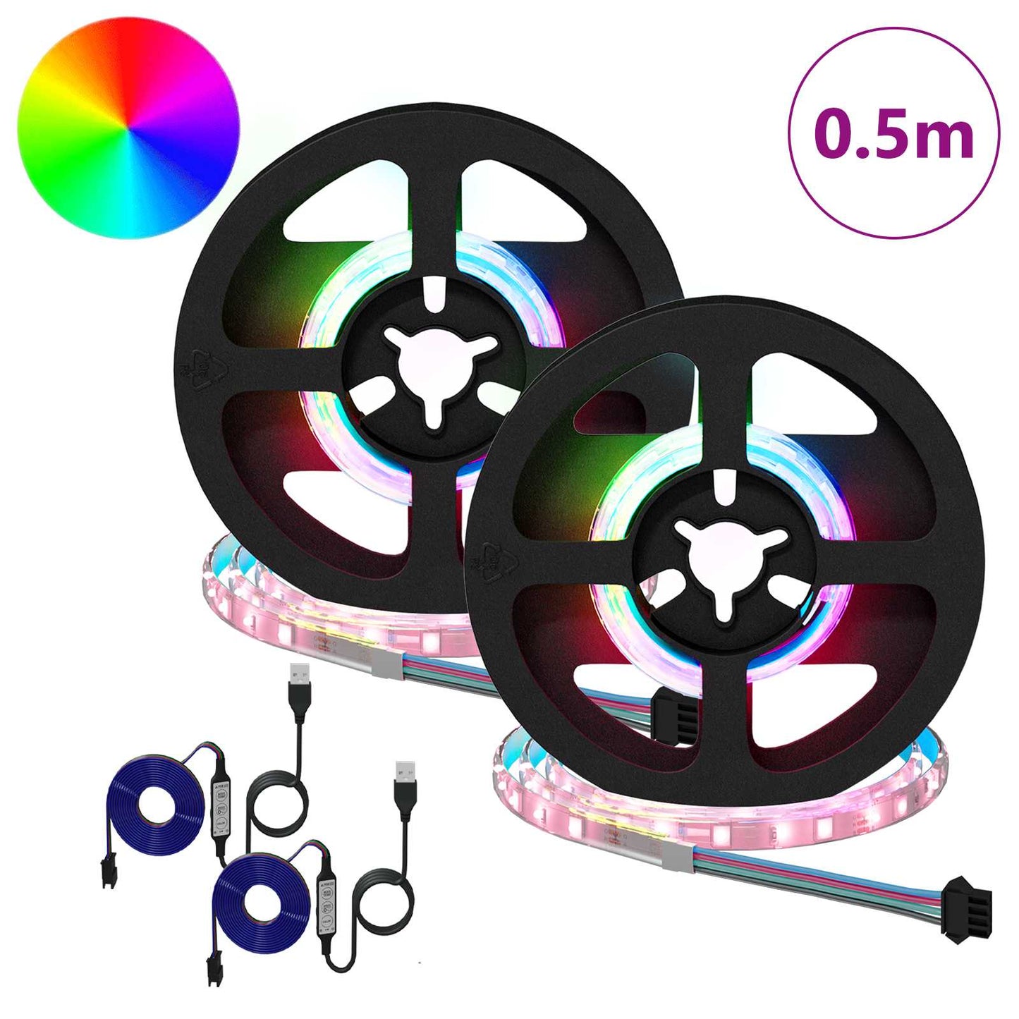 LED Stripe 2 pcs Svart og gjennomsiktig 250 mm Kobber og plast