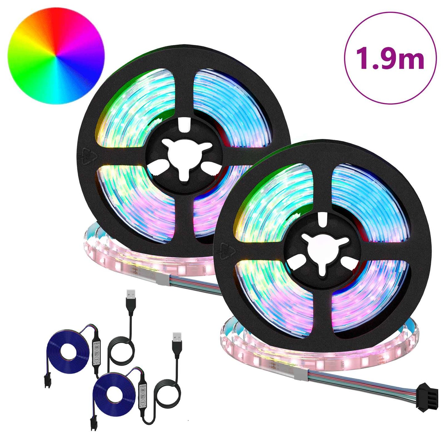 LED Stripe 2 pcs Svart og gjennomsiktig 950 mm Kobber og plast