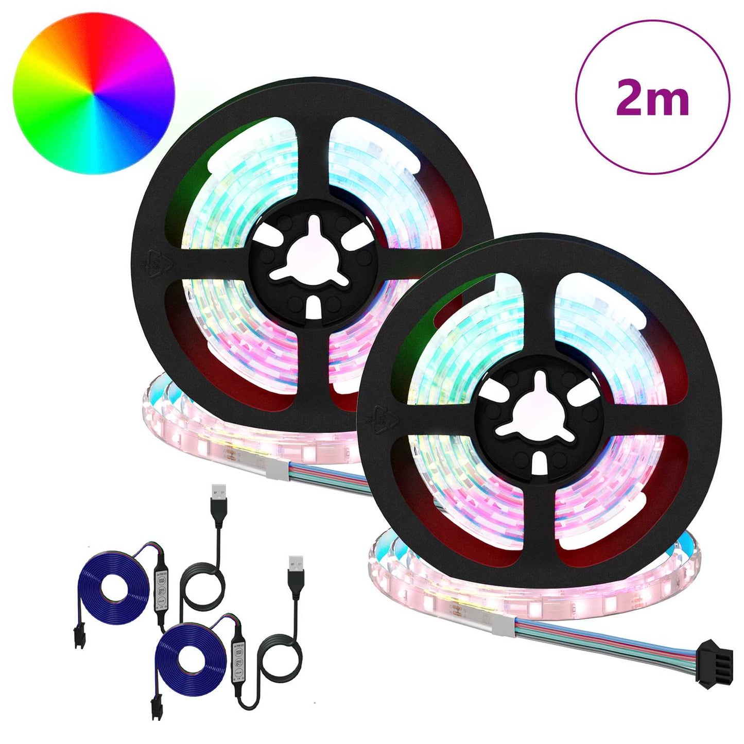LED Stripe 2 pcs Svart og gjennomsiktig 1000 mm Kobber og plast
