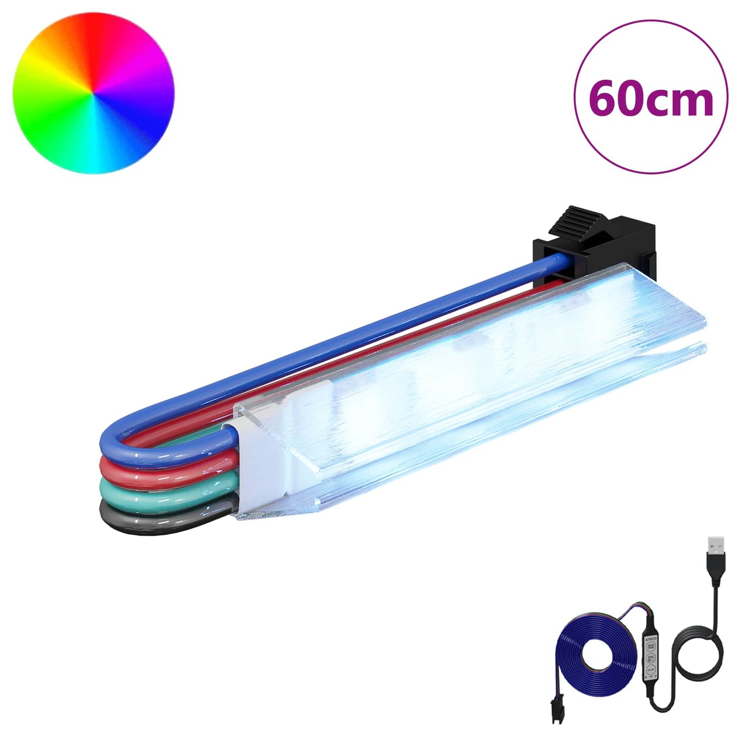 LED Stripe 12 pcs Svart og Hvit 1745 mm Kobber og plast