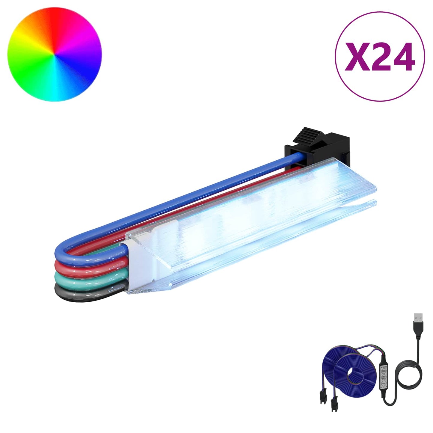 LED Stripe 12 pcs Svart og multikolor 1745 mm Kobber og plast