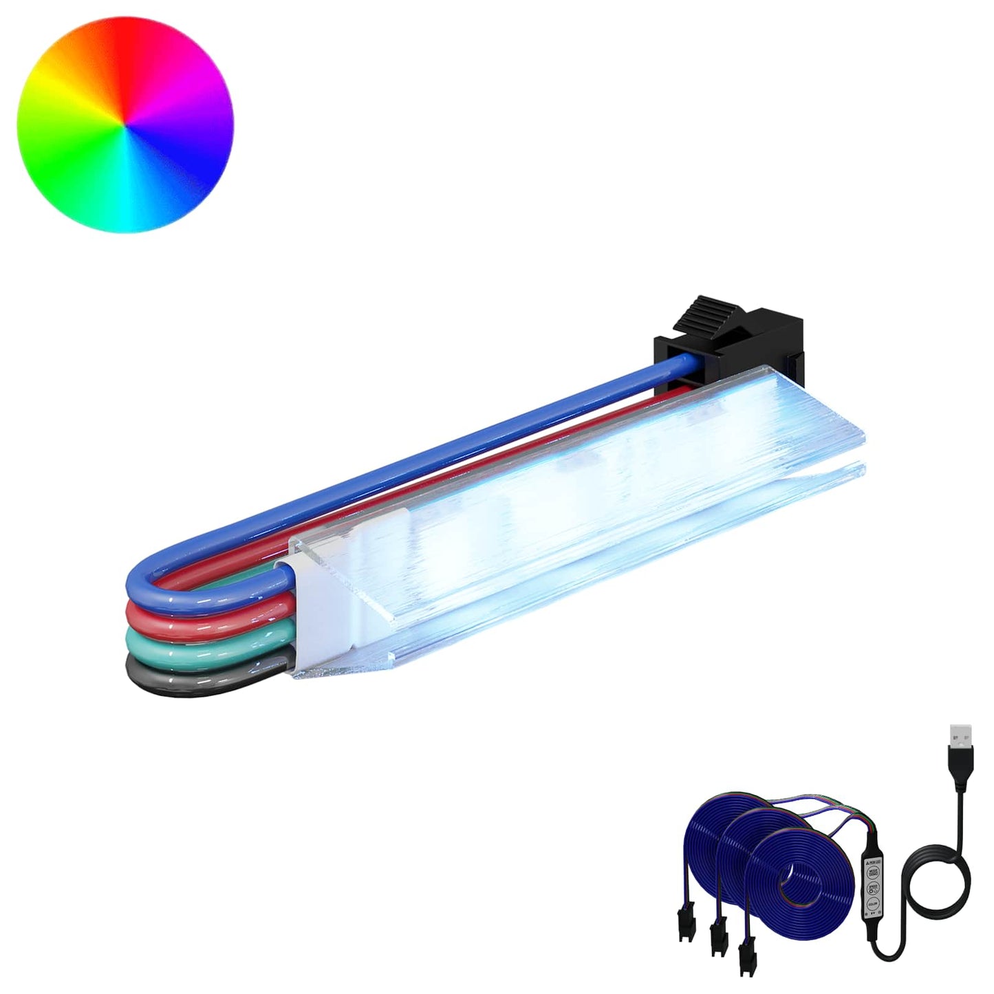 LED Stripe 2 pcs Svart og multikolor 1745 mm Kobber og plast