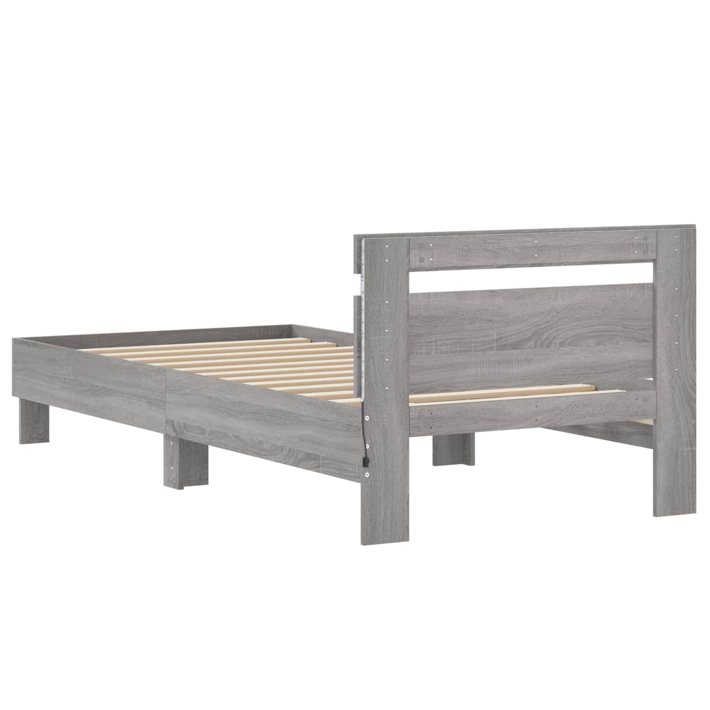 Sengestativ med LED Grå Sonoma 80 x 200 cm Konstruert tre