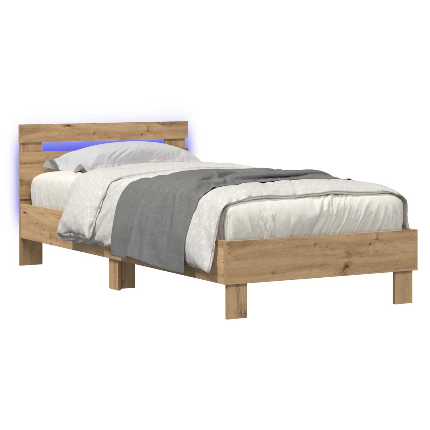 Sengestativ med LED Artisan eik 80 x 200 cm Konstruert tre