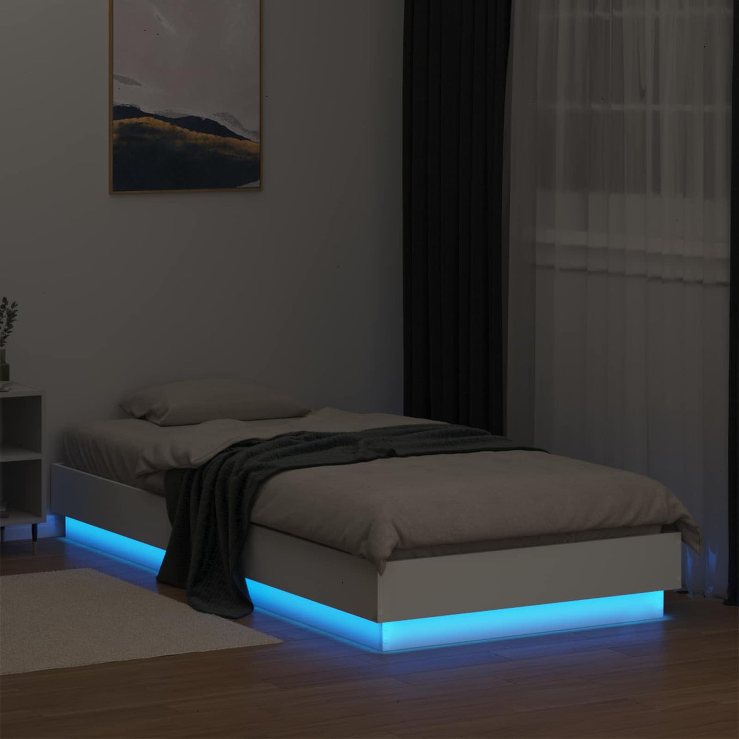 Sengestativ med LED Hvit 80 x 200 cm Konstruert tre