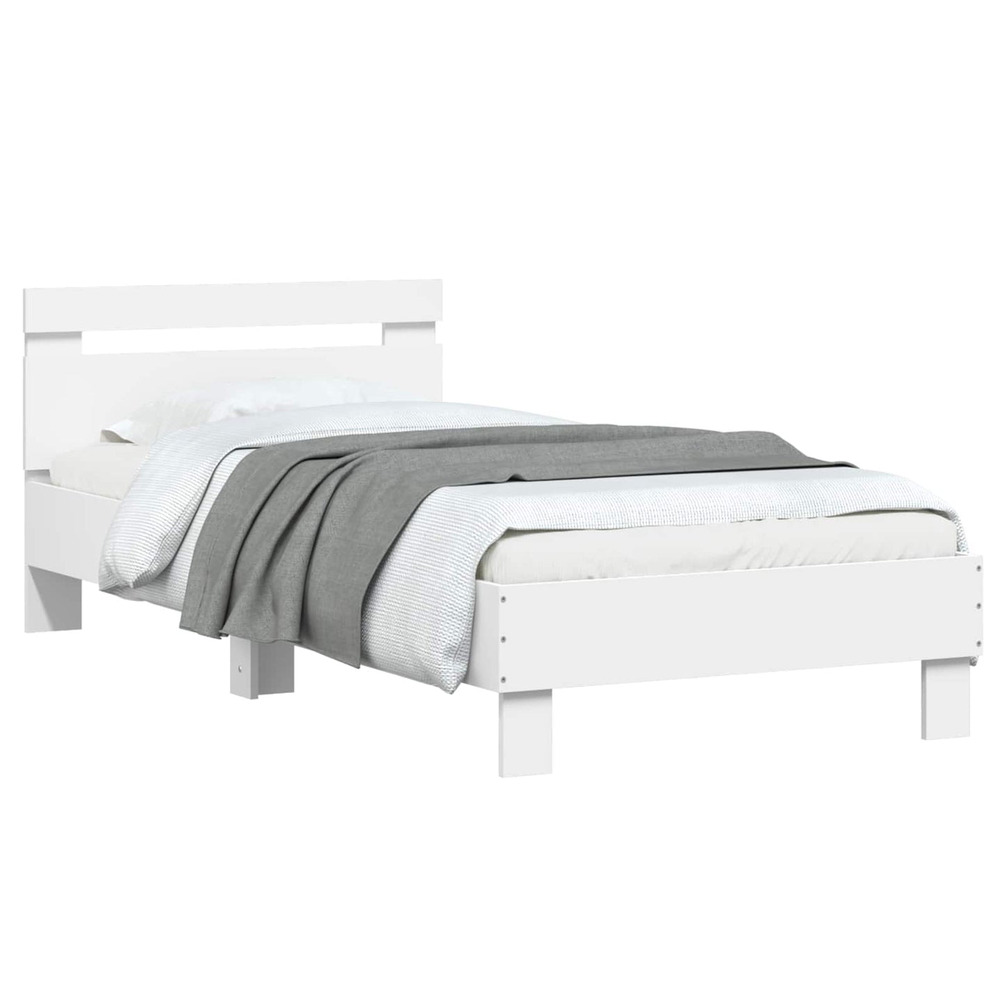 Sengestamme med hodegatt Hvit 80 x 200 cm Konstruert tre