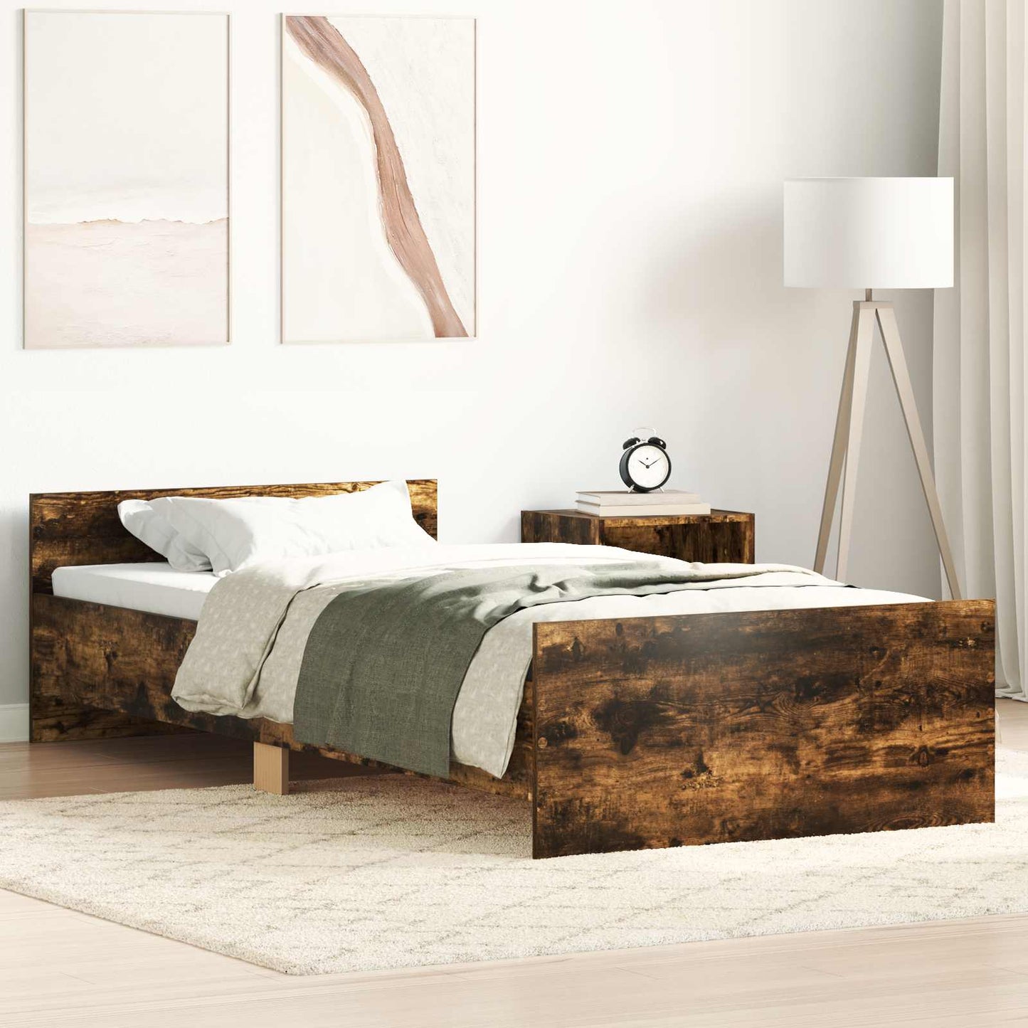 Sengestamme med hodegatt Røkt Eik 80 x 200 cm Konstruert tre