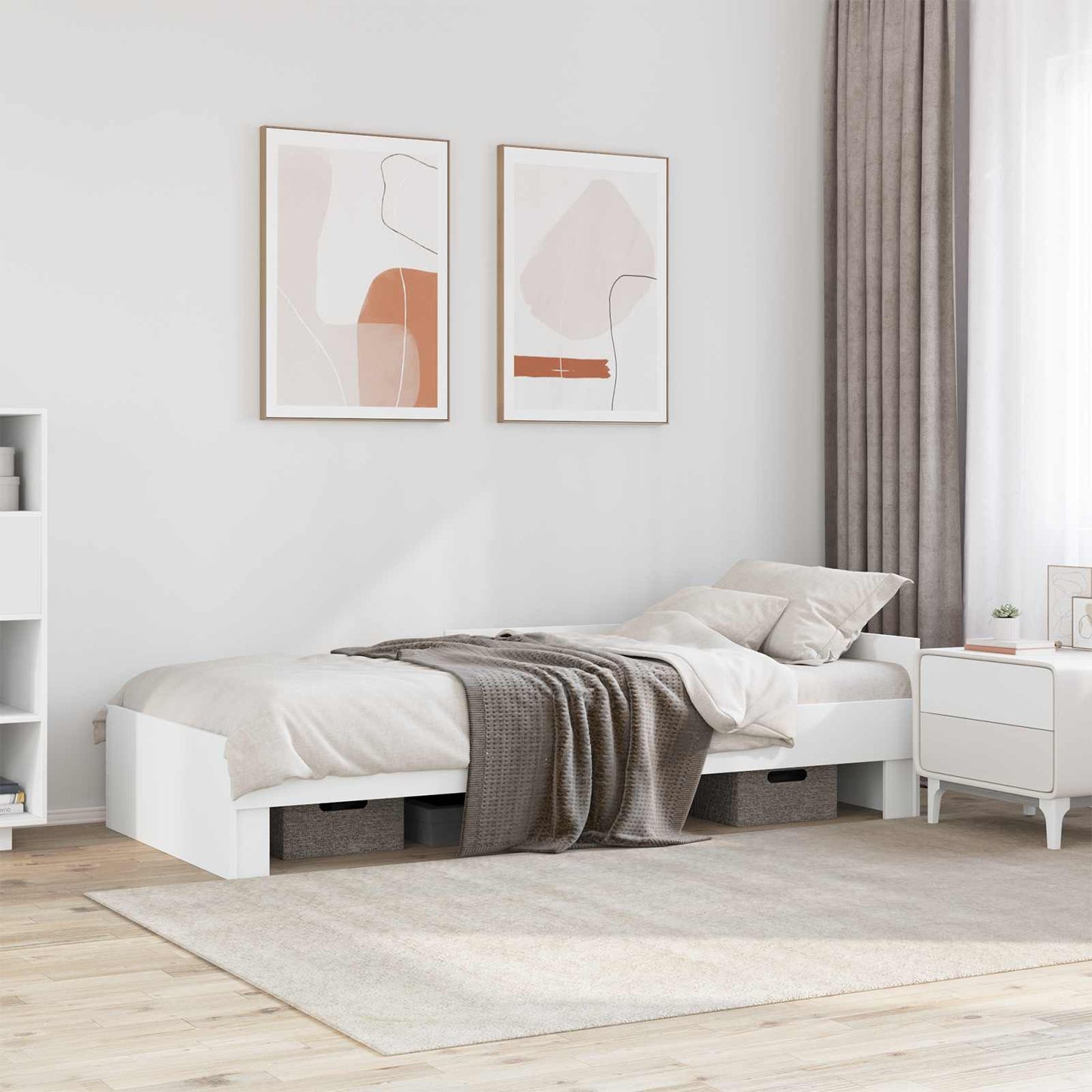 Sengestamme med hodegatt Hvit 80 x 200 cm Konstruert tre