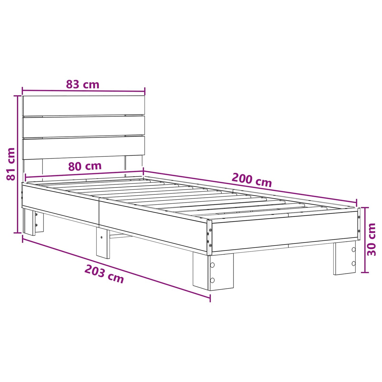 Sengestamme med hodegatt Artisan eik 80 x 200 cm Konstruert tre