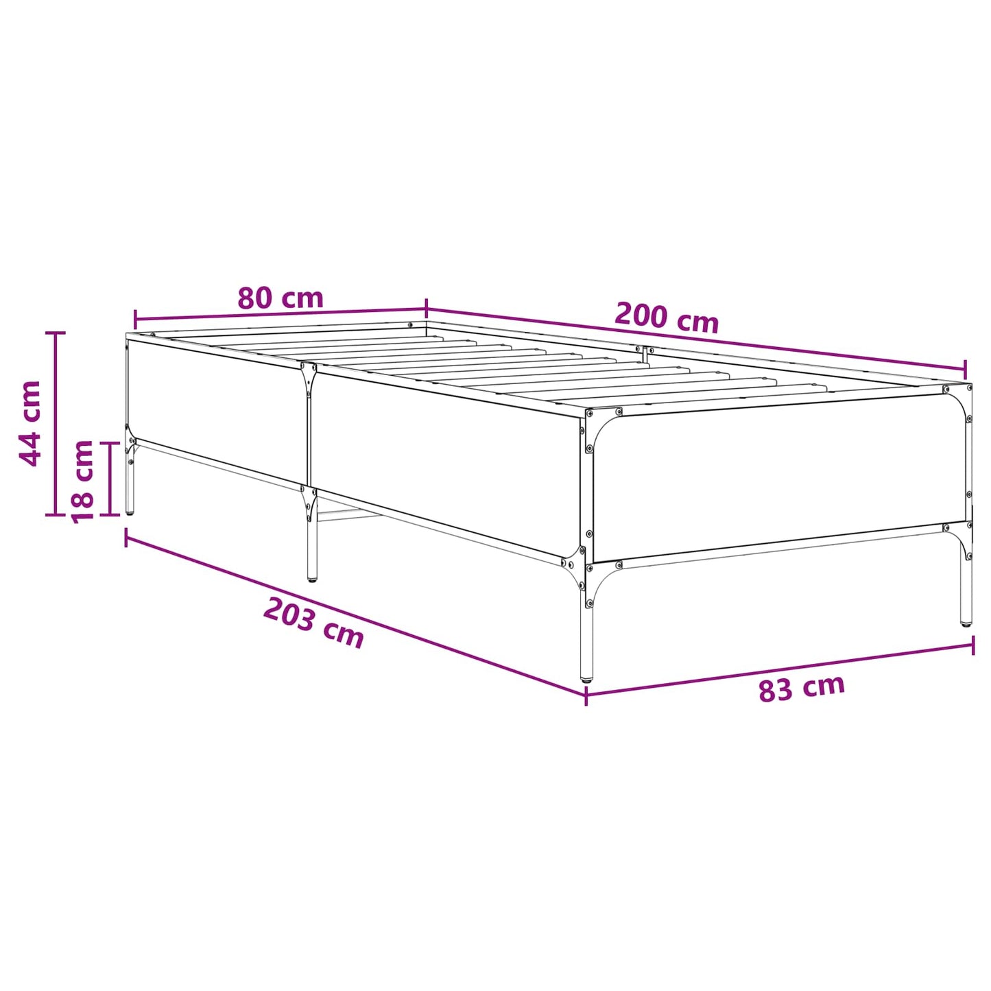 Sengestamme Sonoma eik 80 x 200 cm Konstruert tre
