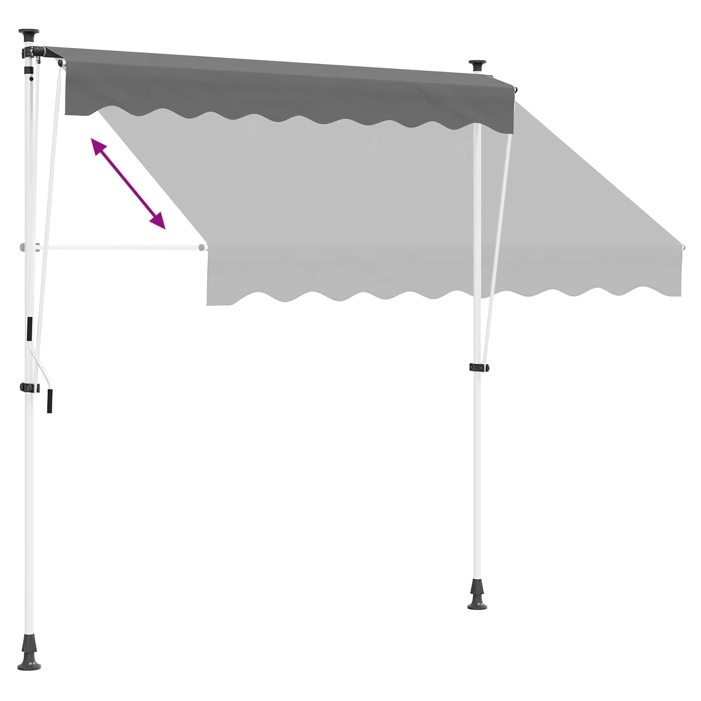 Manuell utskiftbar markise Lysegrå 350 cm