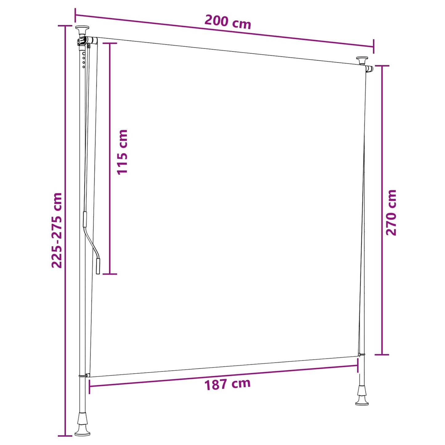 Utendørs Rullegardin Flerfarget 200 x 270 cm