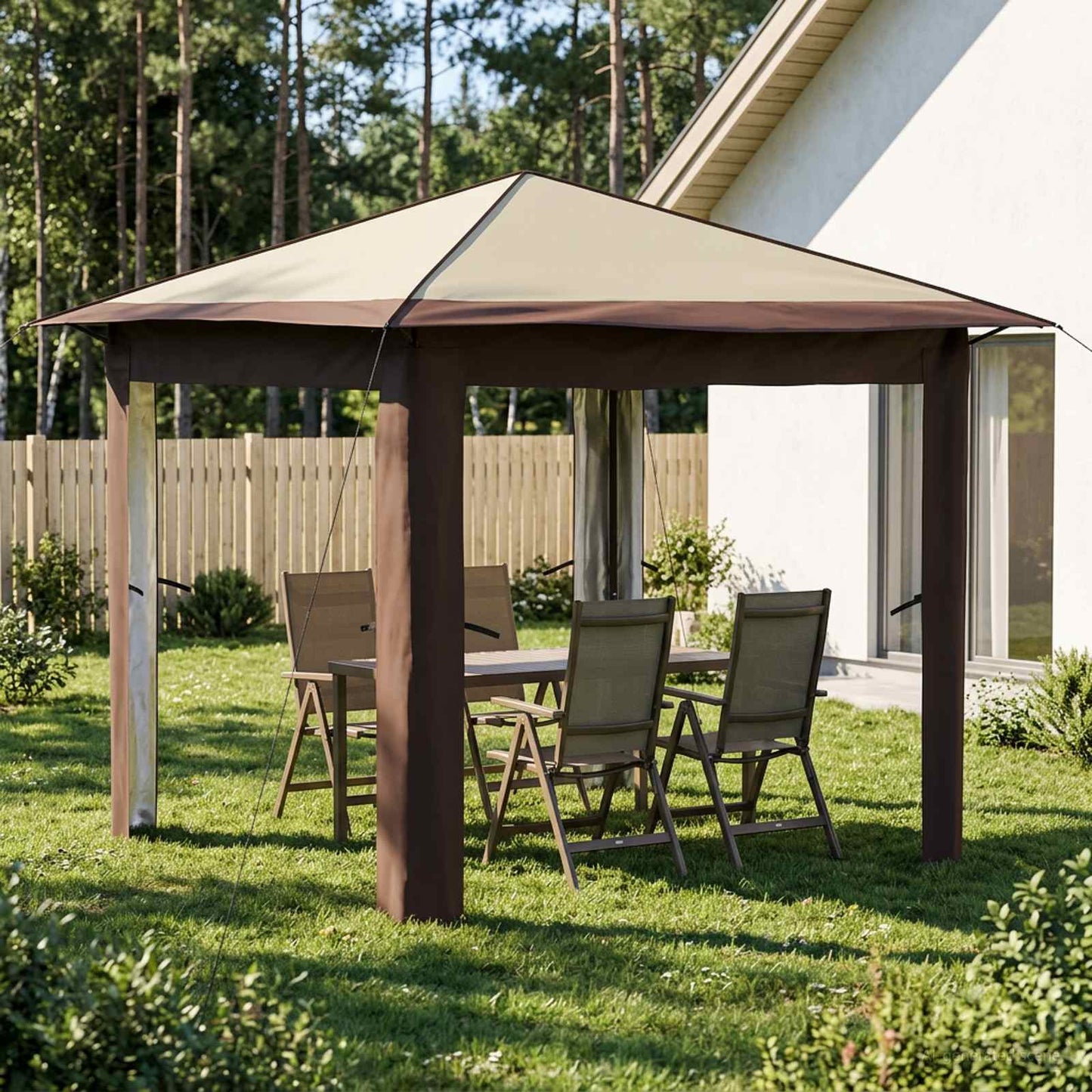 Gazebo uten sidevegg 2,6 x 2,6 m Krem og brun