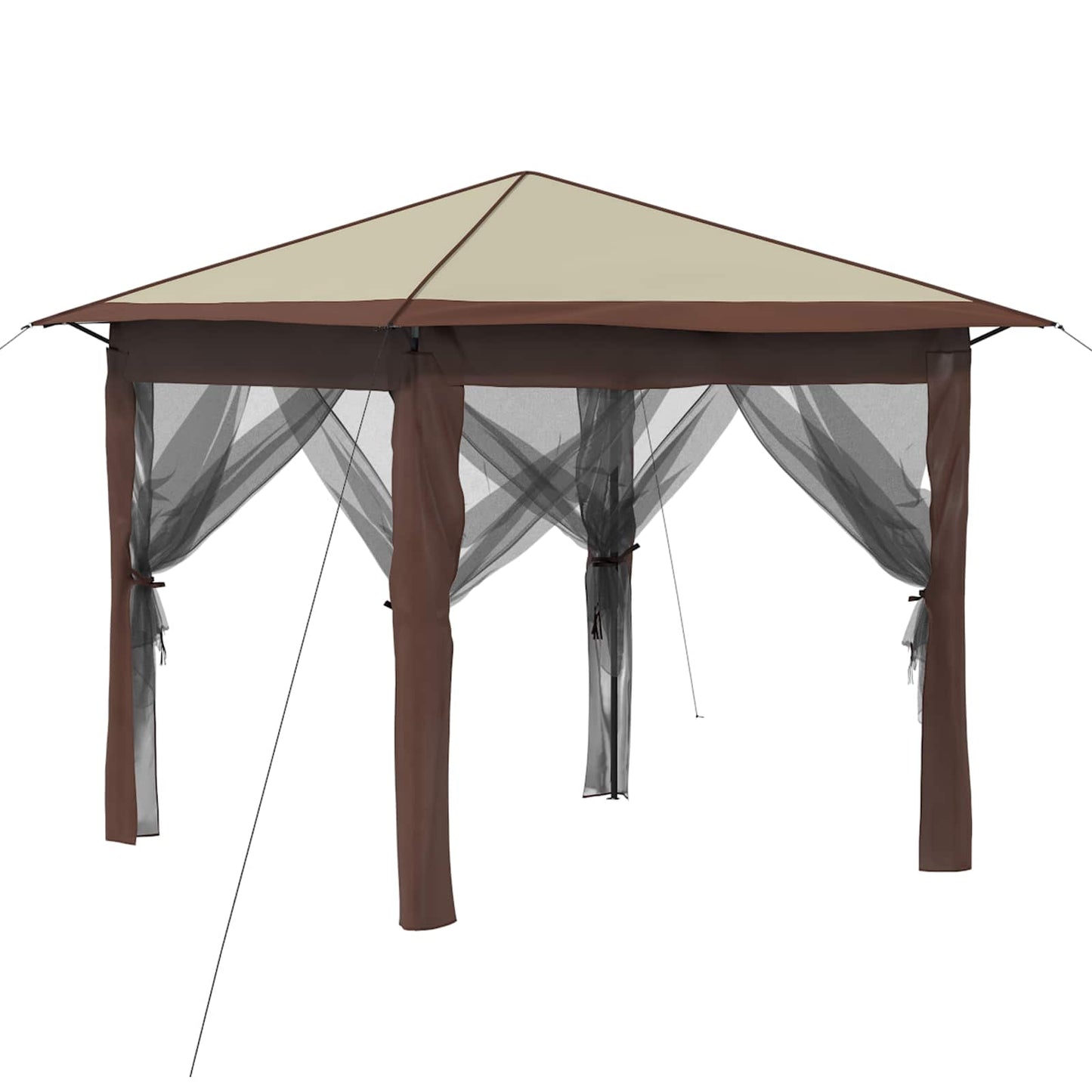 Gazebo med 4 sidevegger 2,6 x 2,6 m Krem og brun