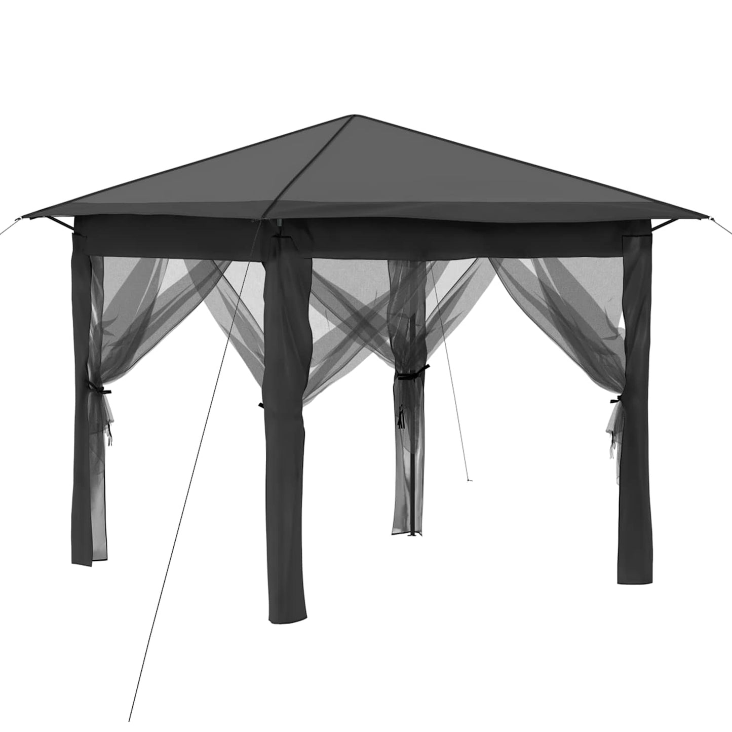 Gazebo med 4 sidevegger 2,6 x 2,6 m Lysegrå og antrasitt