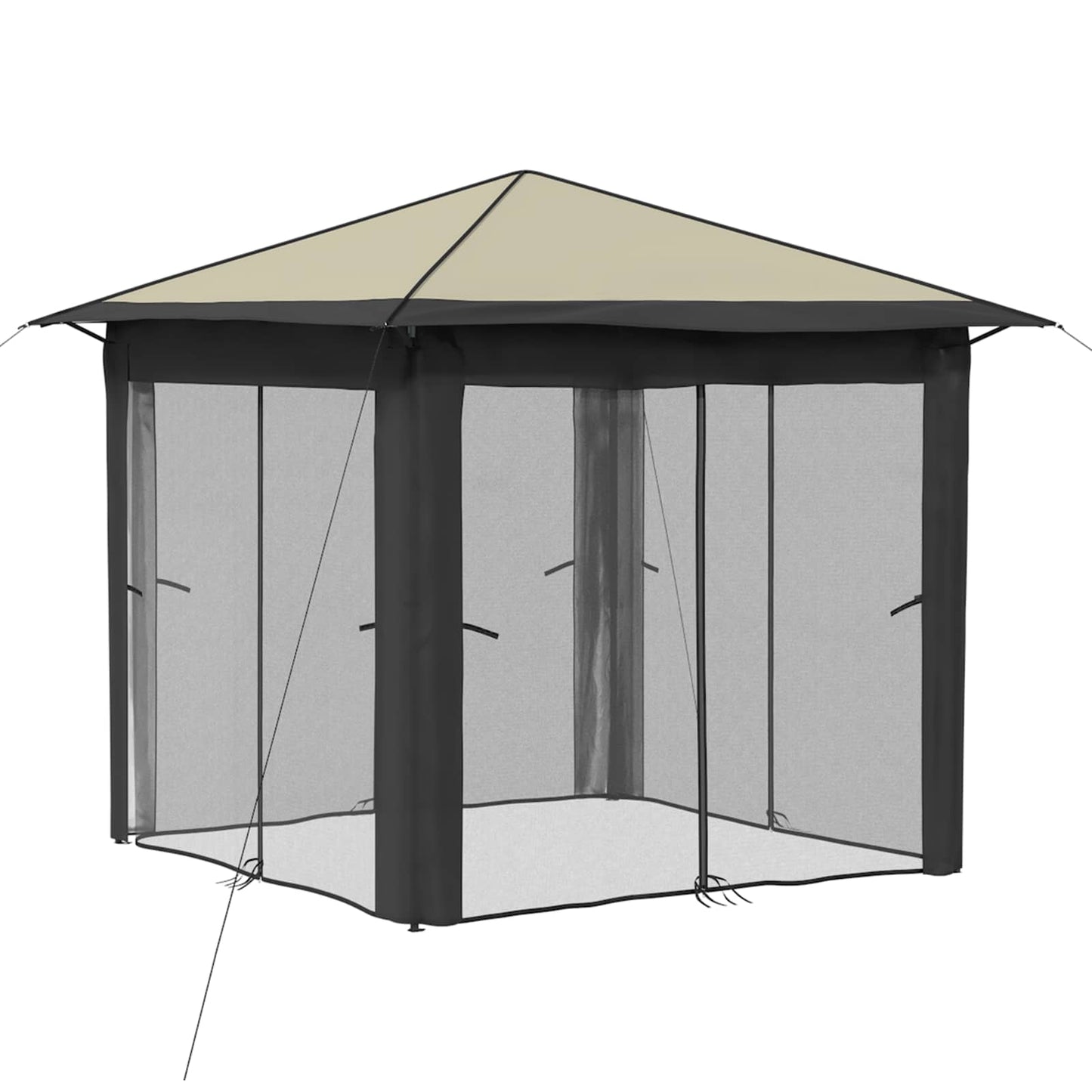 Gazebo med 4 sidevegger 2,6 x 2,6 m Krem og Antrasitt