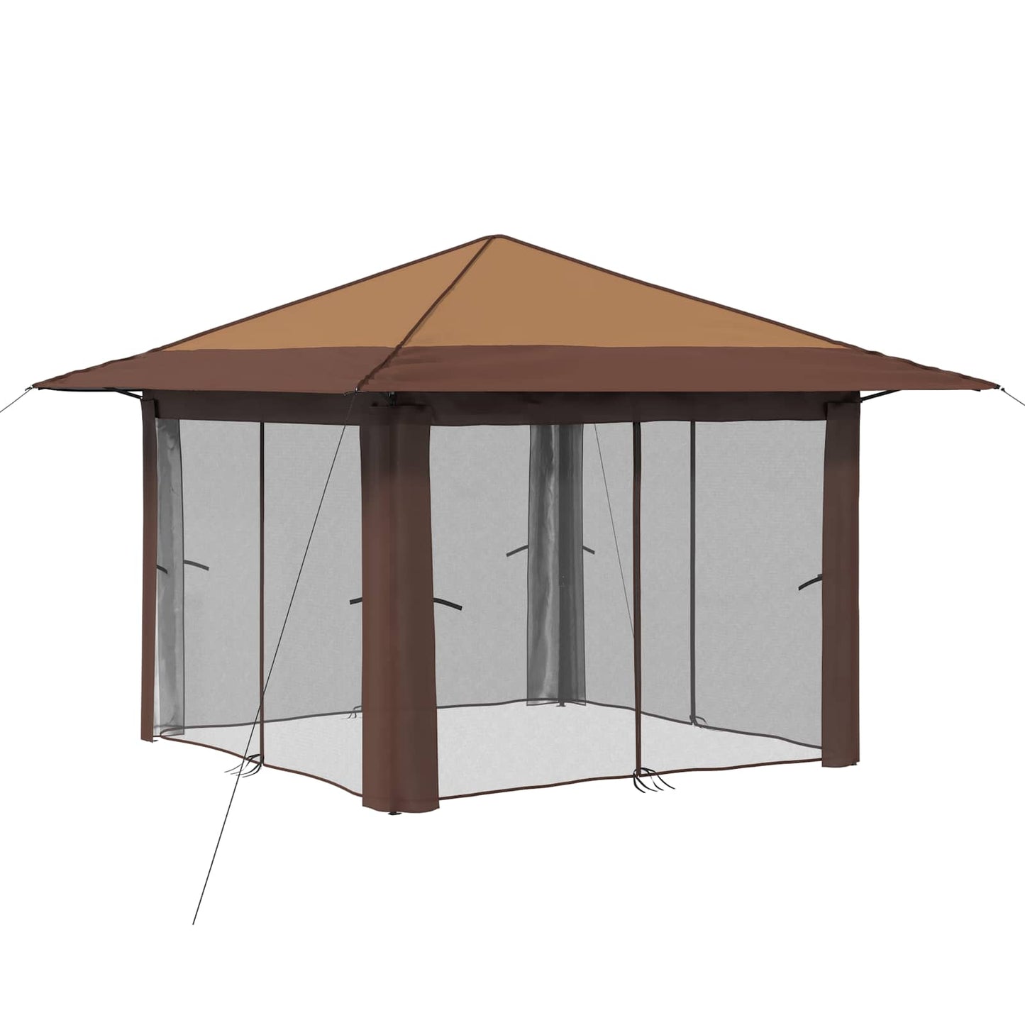 Gazebo med 4 sidevegger 3,3 x 3,3 m Beige og Brun