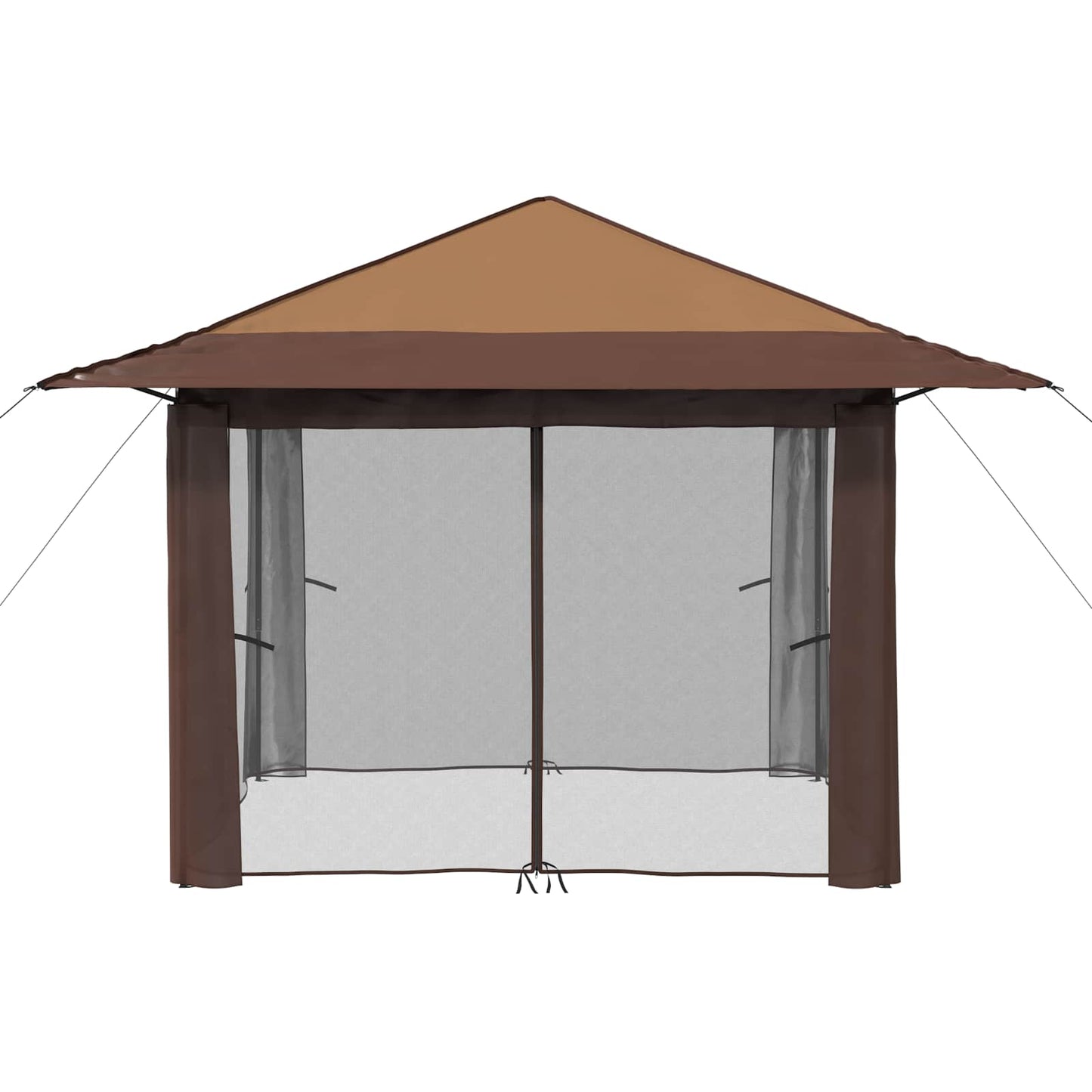 Gazebo med 4 sidevegger 3,3 x 3,3 m Beige og Brun