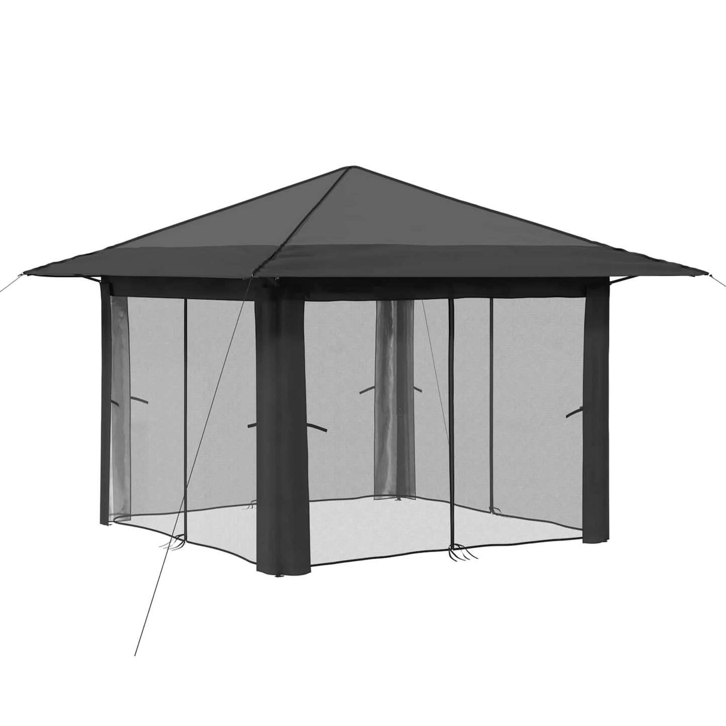 Gazebo med 4 sidevegger 3,3 x 3,3 m Lysegrå og antrasitt