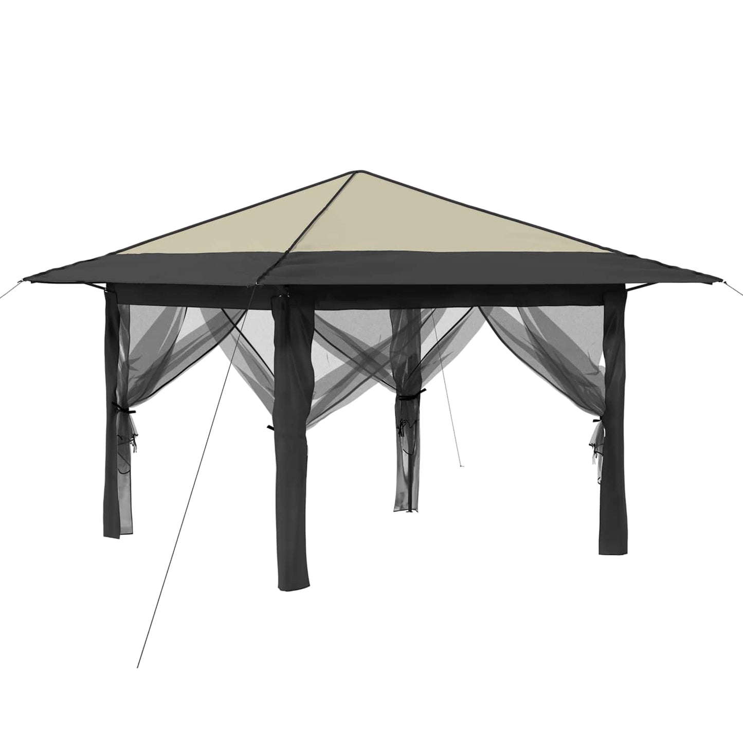 Gazebo med 4 sidevegger 3,3 x 3,3 m Krem og Antrasitt
