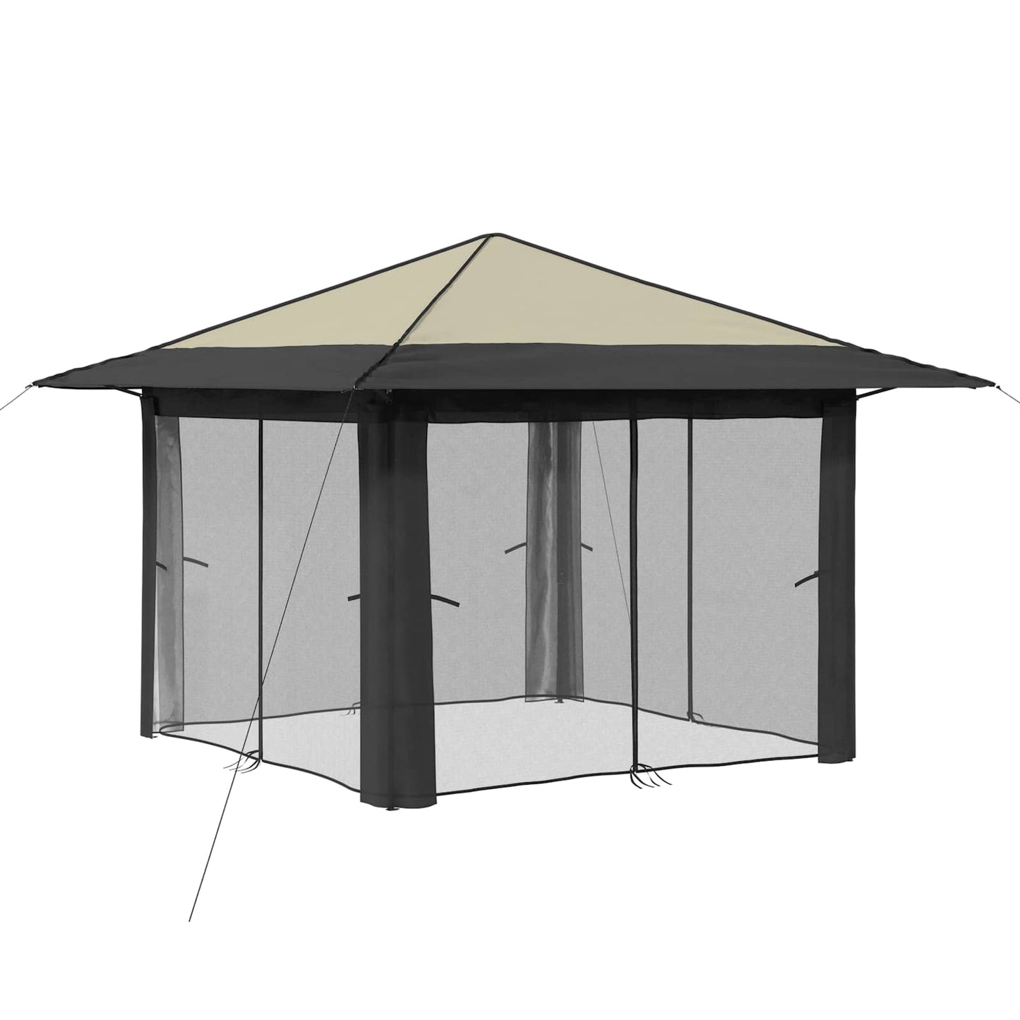 Gazebo med 4 sidevegger 3,3 x 3,3 m Krem og Antrasitt