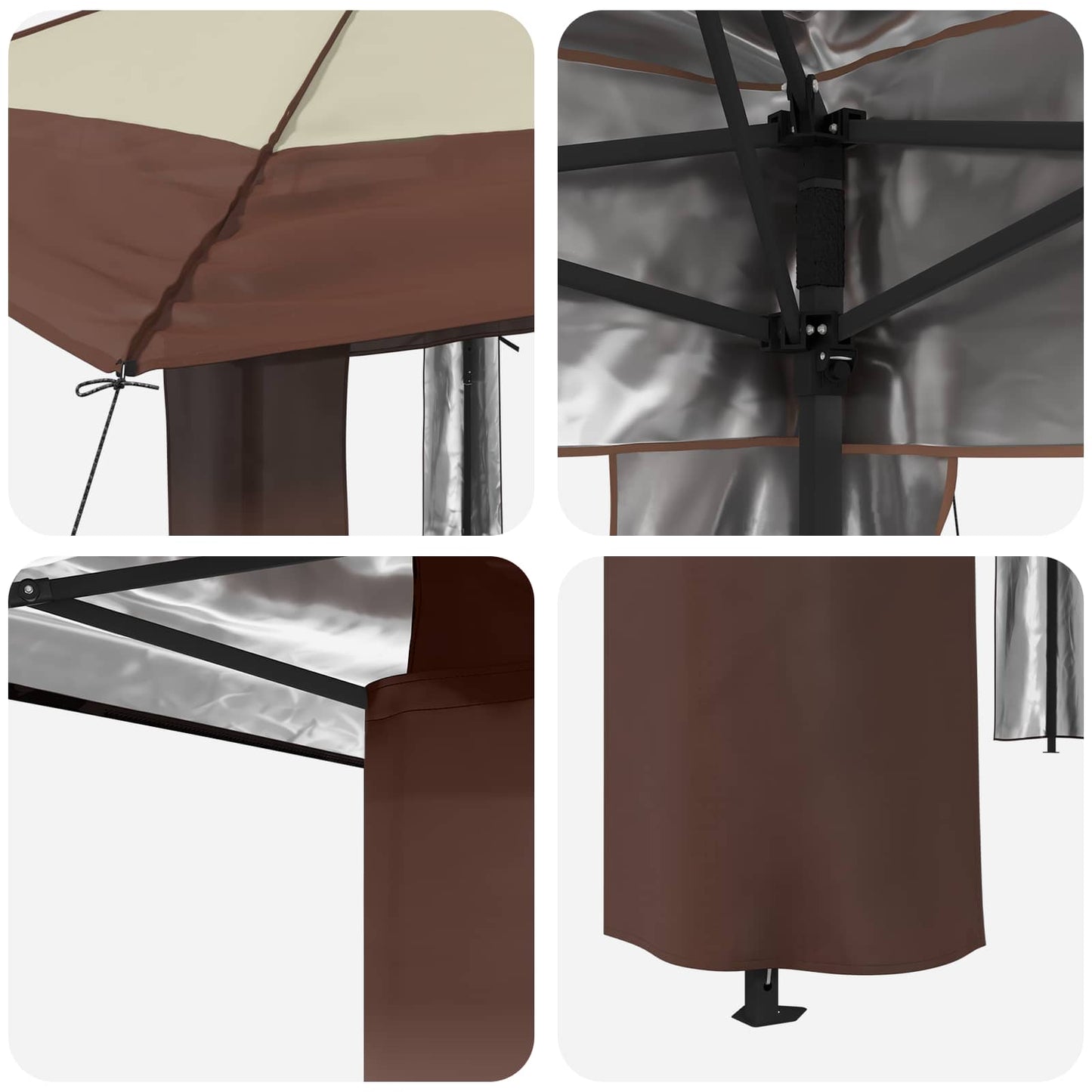 Gazebo uten sidevegg 4 x 4 m Krem og brun