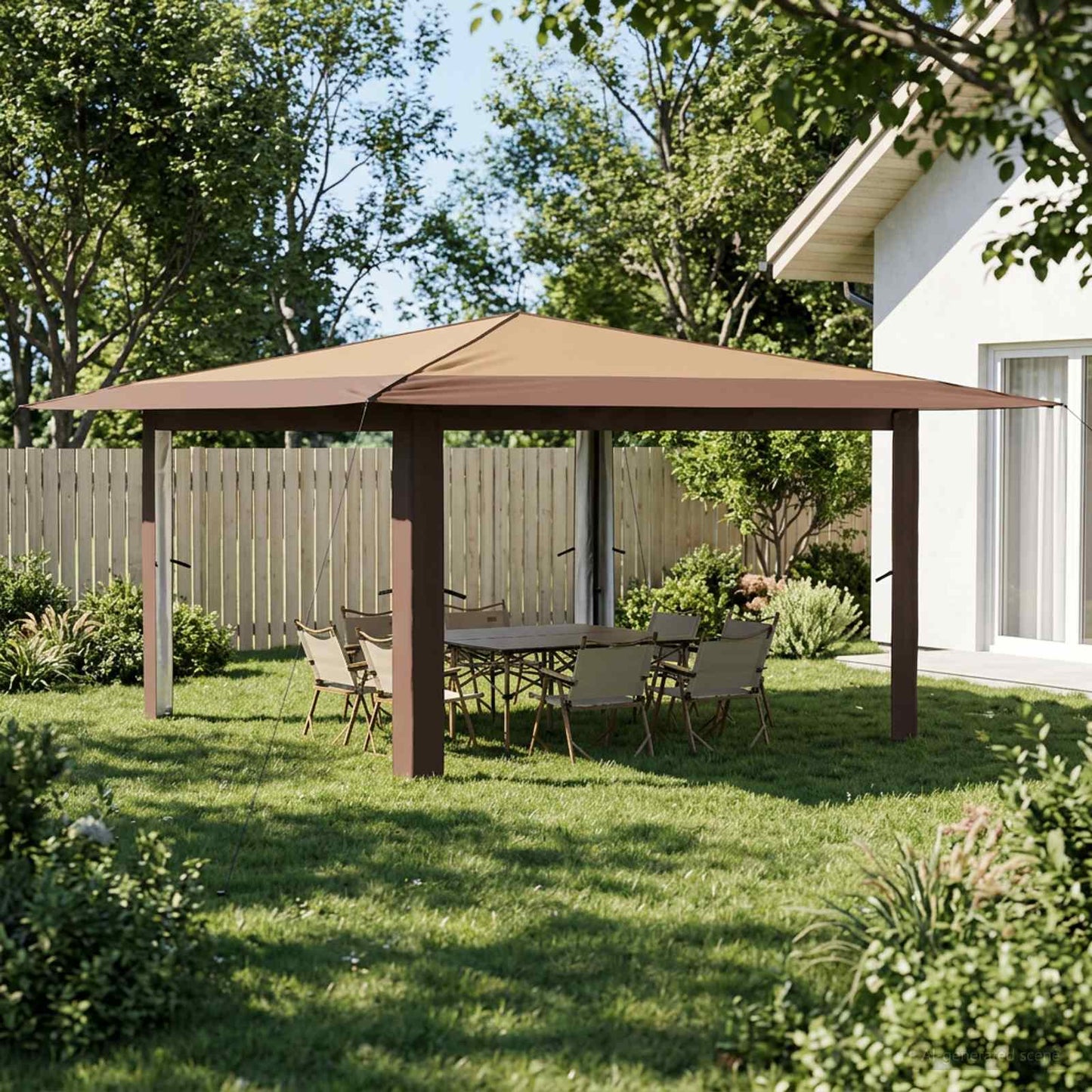 Gazebo uten sidevegg 4 x 4 m Beige og Brun