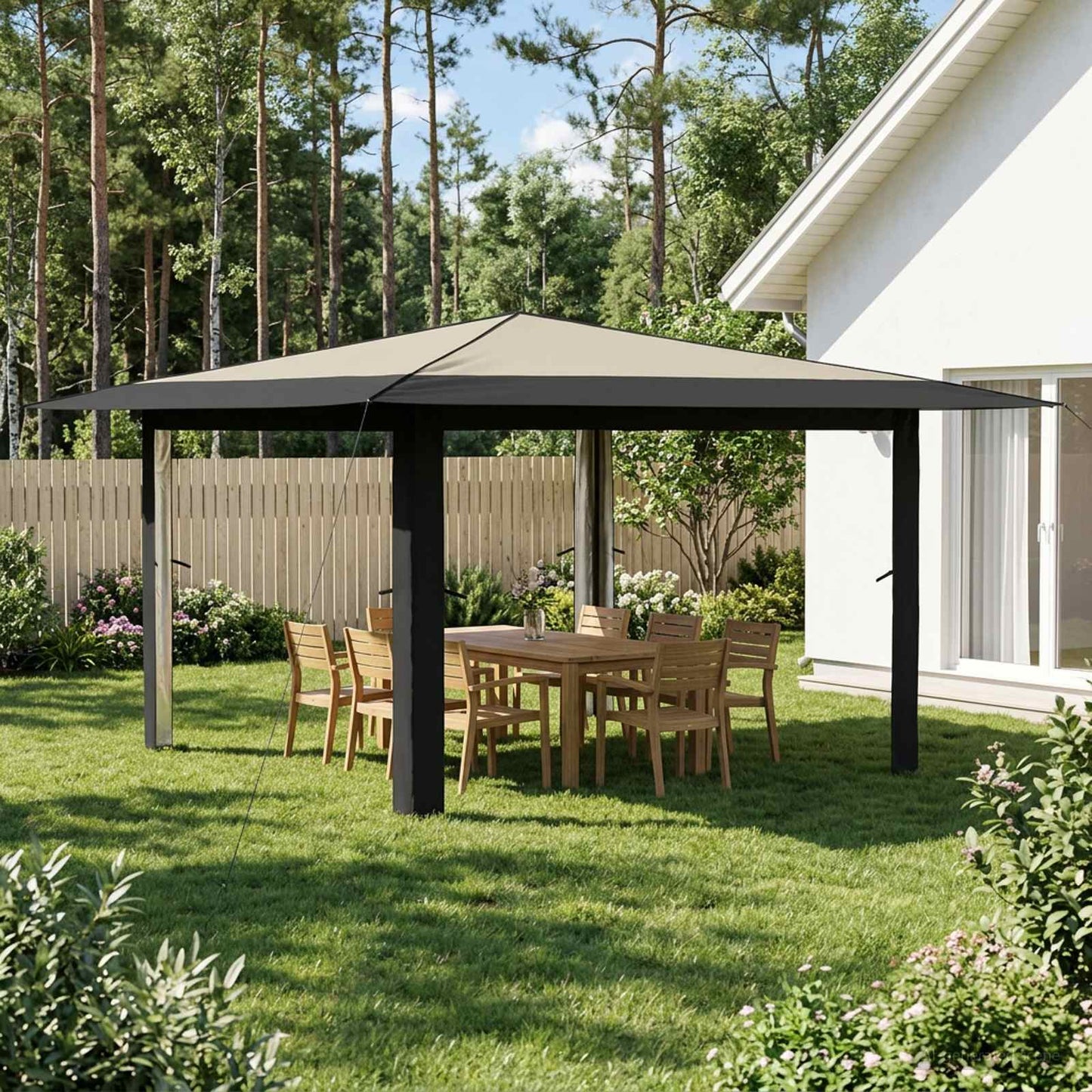 Gazebo uten sidevegg 4 x 4 m Krem og Antrasitt