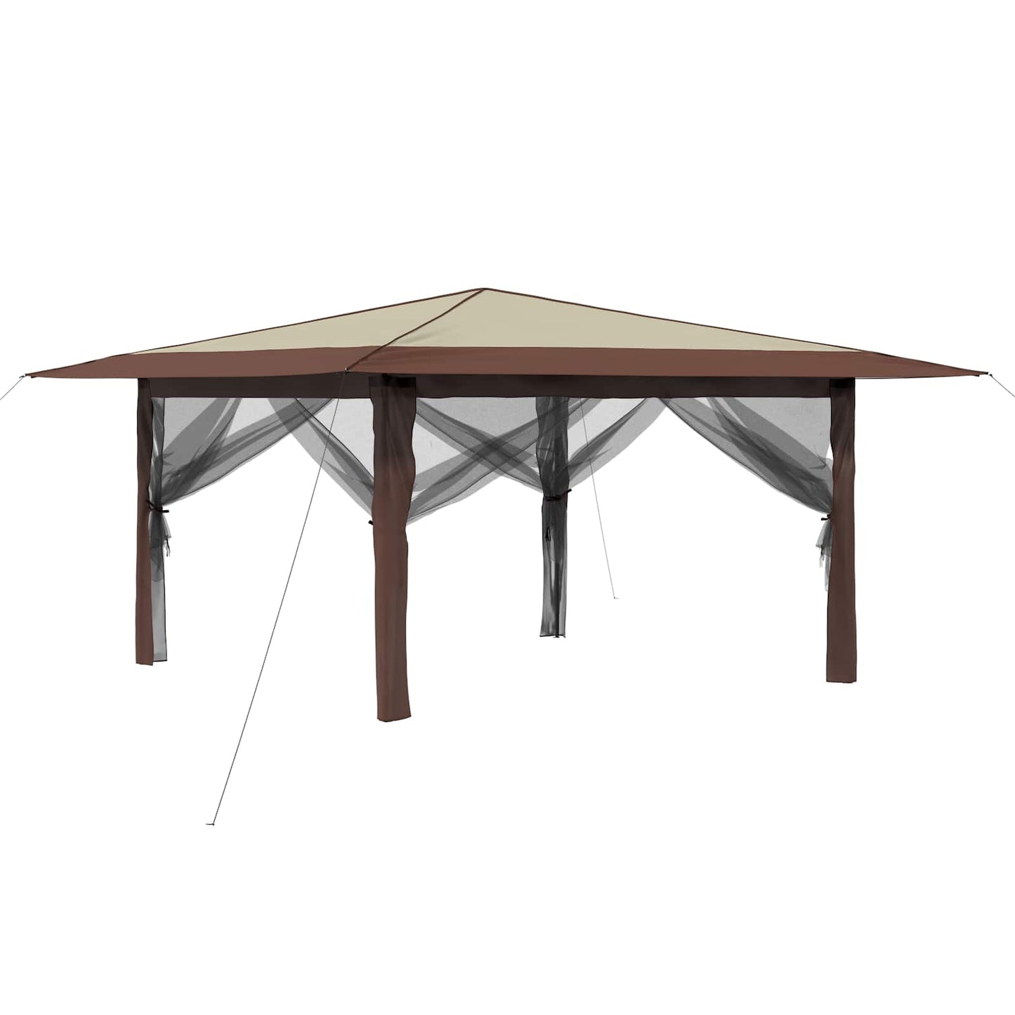 Gazebo med 4 sidevegger 4 x 4 m Krem og brun