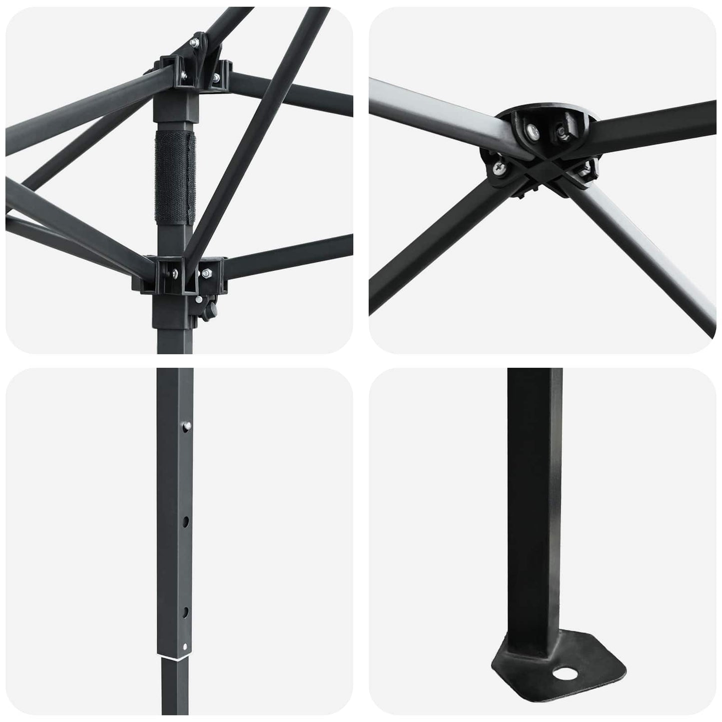 Gazebo med 4 sidevegger 4 x 4 m Lysegrå og antrasitt