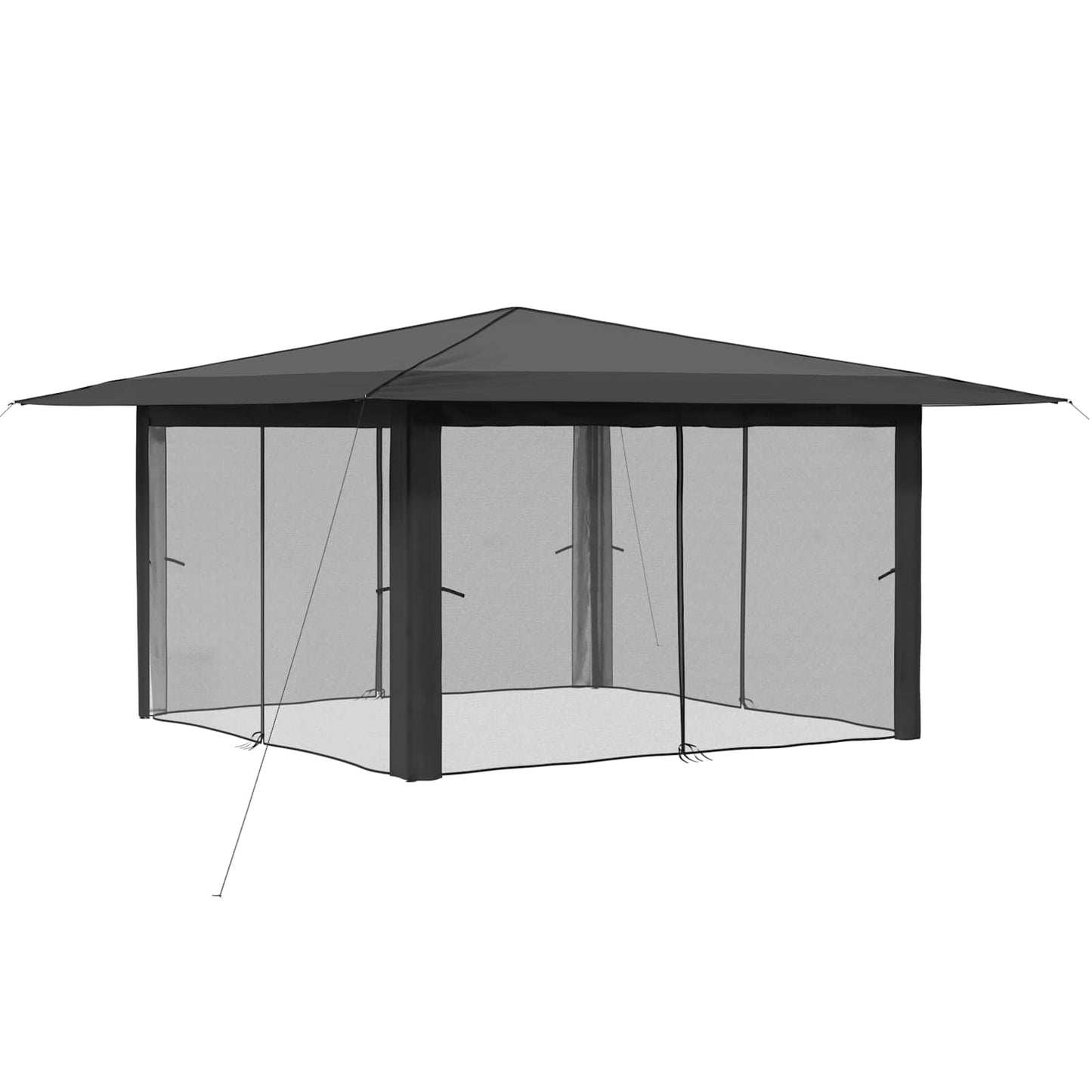 Gazebo med 4 sidevegger 4 x 4 m Lysegrå og antrasitt
