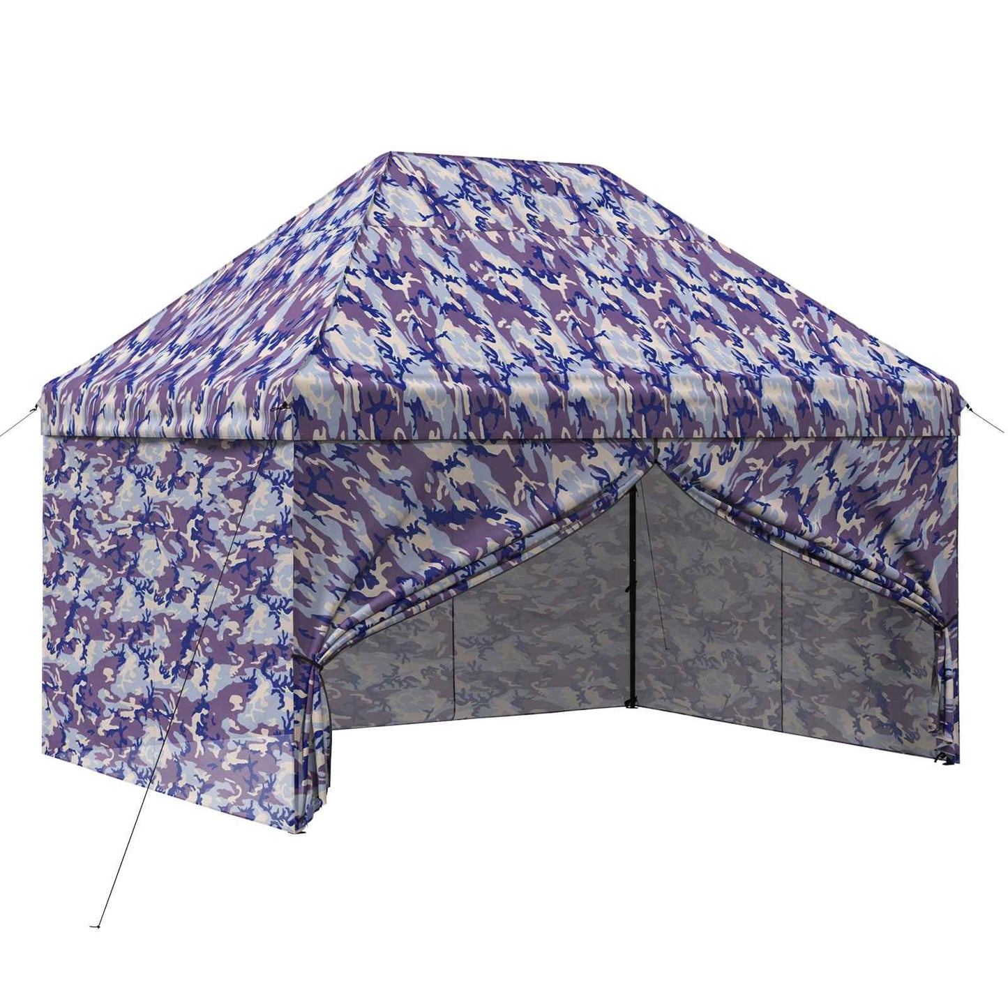 Pop-up Gazebo med 4 Sidevegger 2,95 x 4,1 m Blå Kamuflasje
