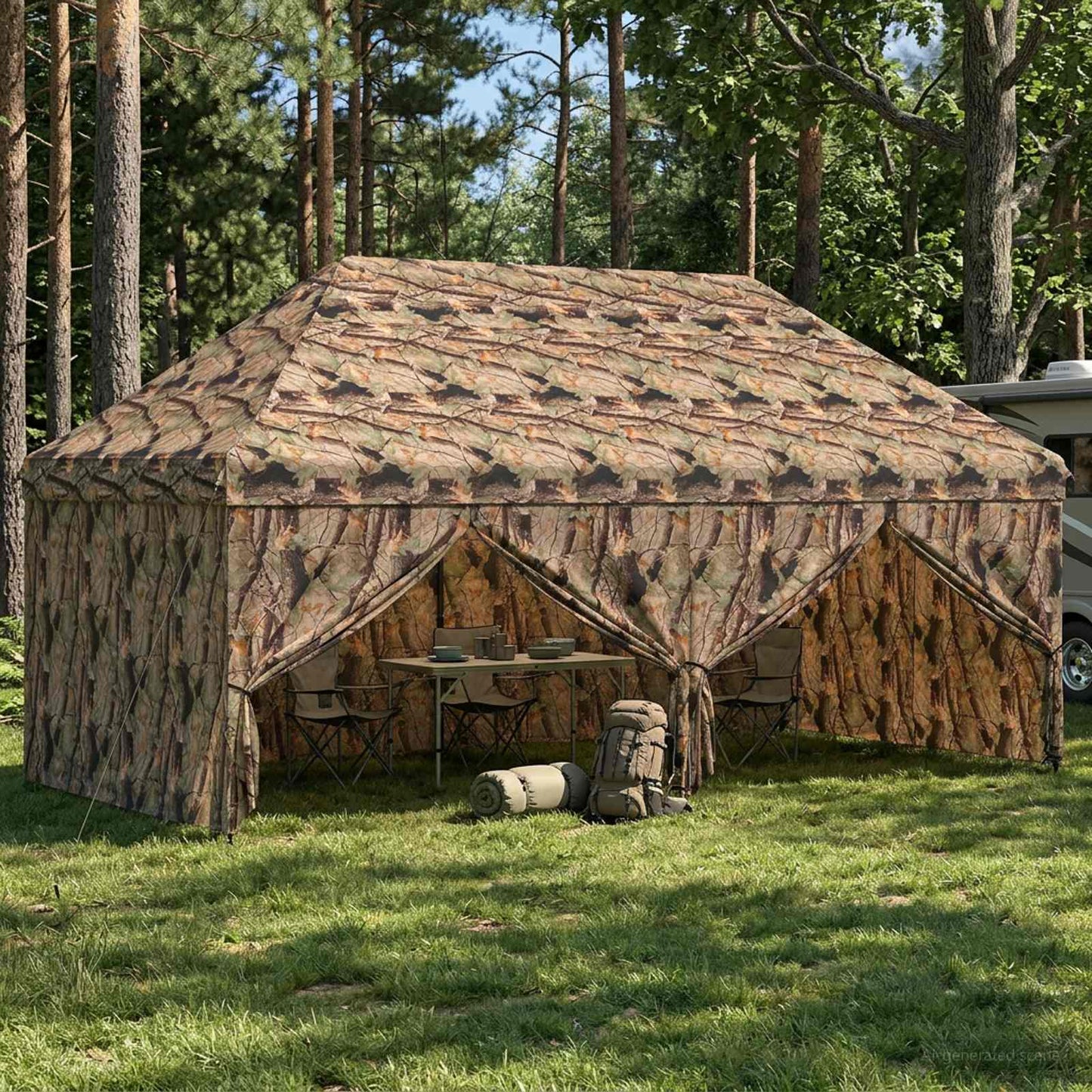 Pop-up Gazebo med 4 Sidevegger 3 x 6 m Skog camo