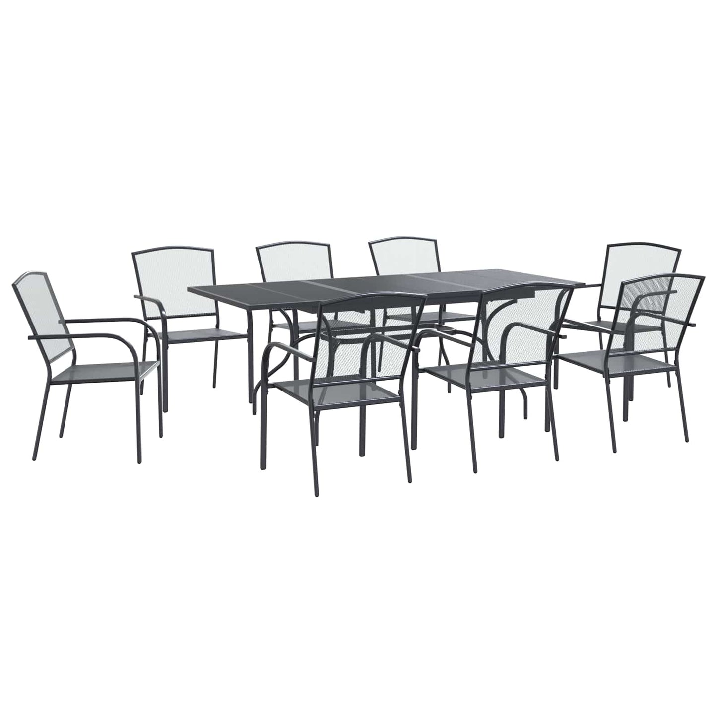 Hage Spisegruppe 9 pcs Antrasitt 212 x 90 x 76 cm Mesh og Stål