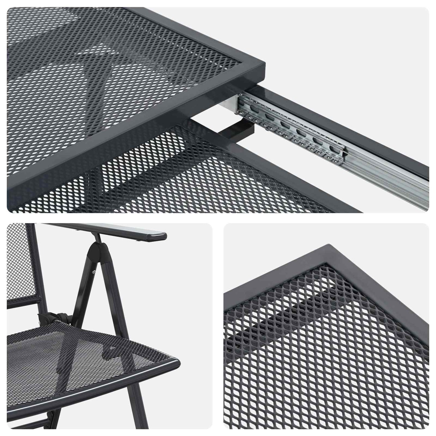 Hage Spisegruppe 9 pcs Antrasitt 212 x 90 x 76 cm Mesh og Stål