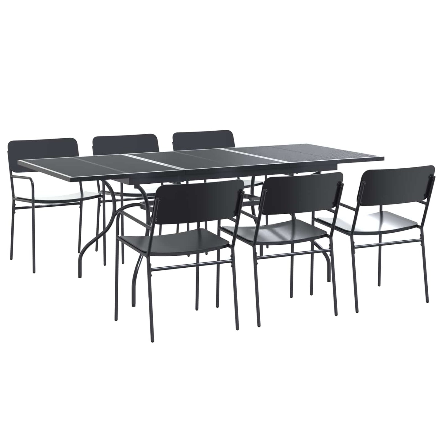 Hage Spisegruppe 7 pcs Antrasitt Stål