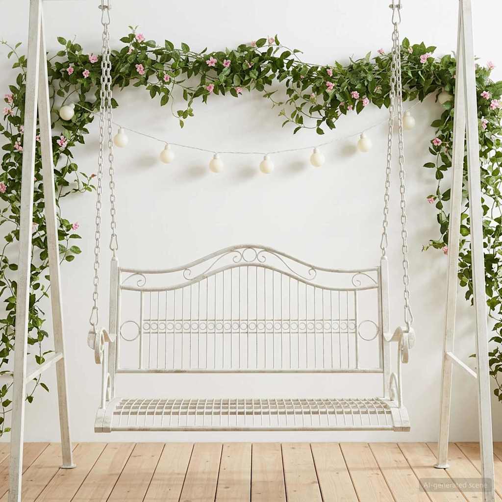 Svingbenk Stål 115 x 61 x 63 cm Antikk hvit