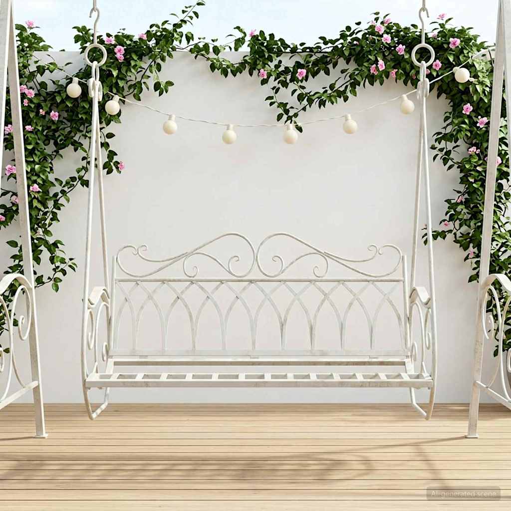 Svingbenk Stål 112 x 60 x 126,5 cm Antikk hvit
